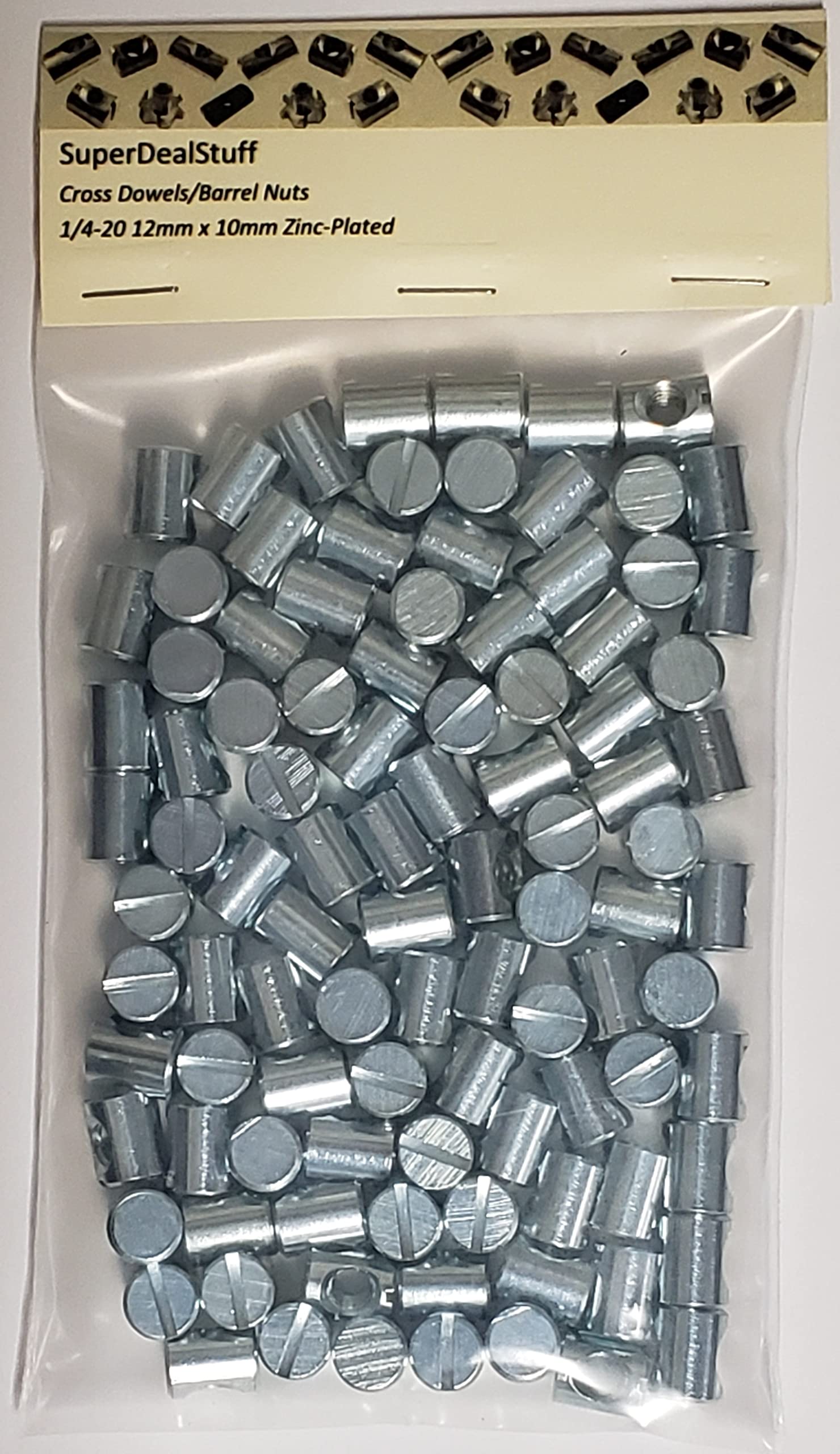 Amazon.com: (100) Cross Dowels/Barrel Nuts - 1/4-20 12mm X