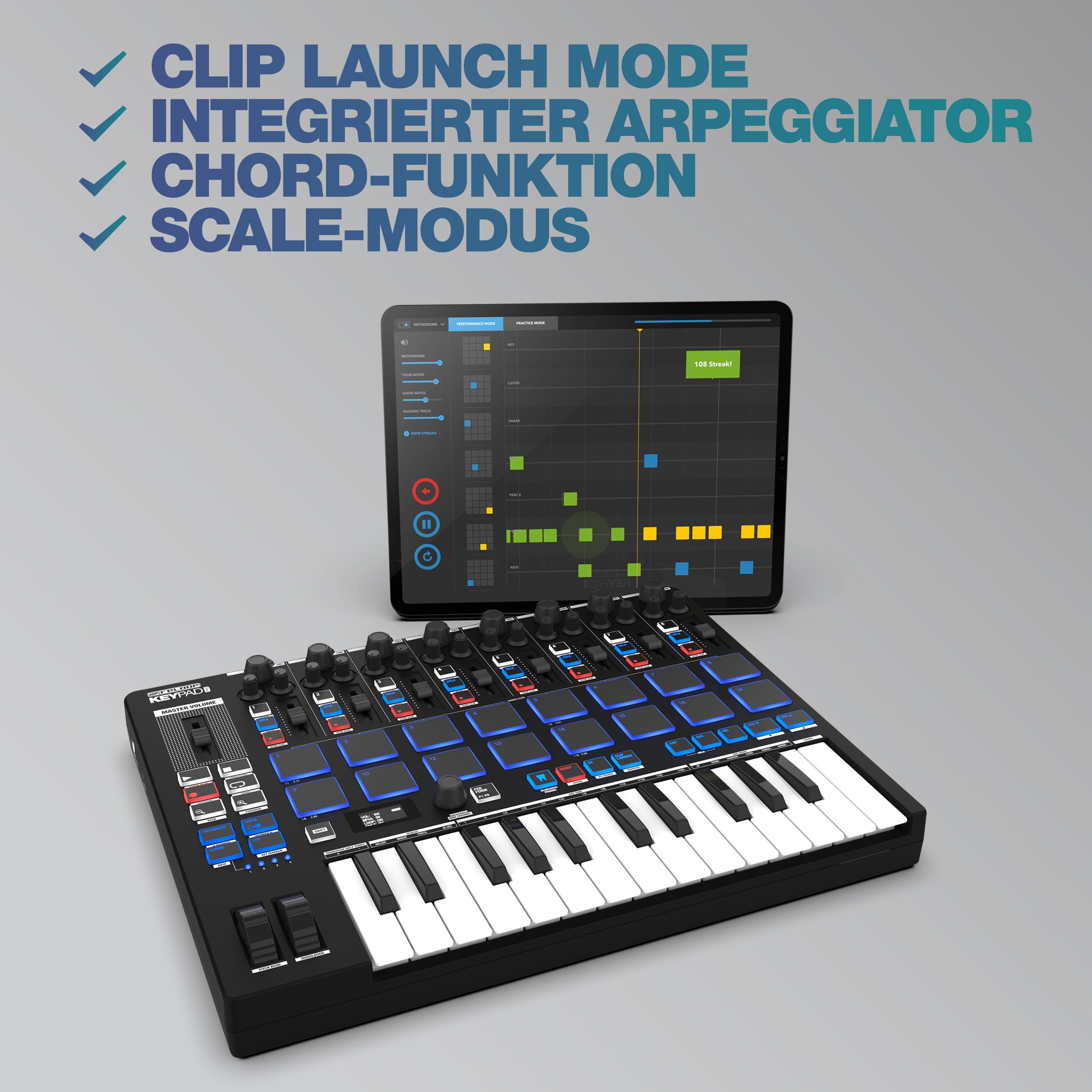 Reloop Keypad Pro - Workstation DAW compatta con MIDI wireless