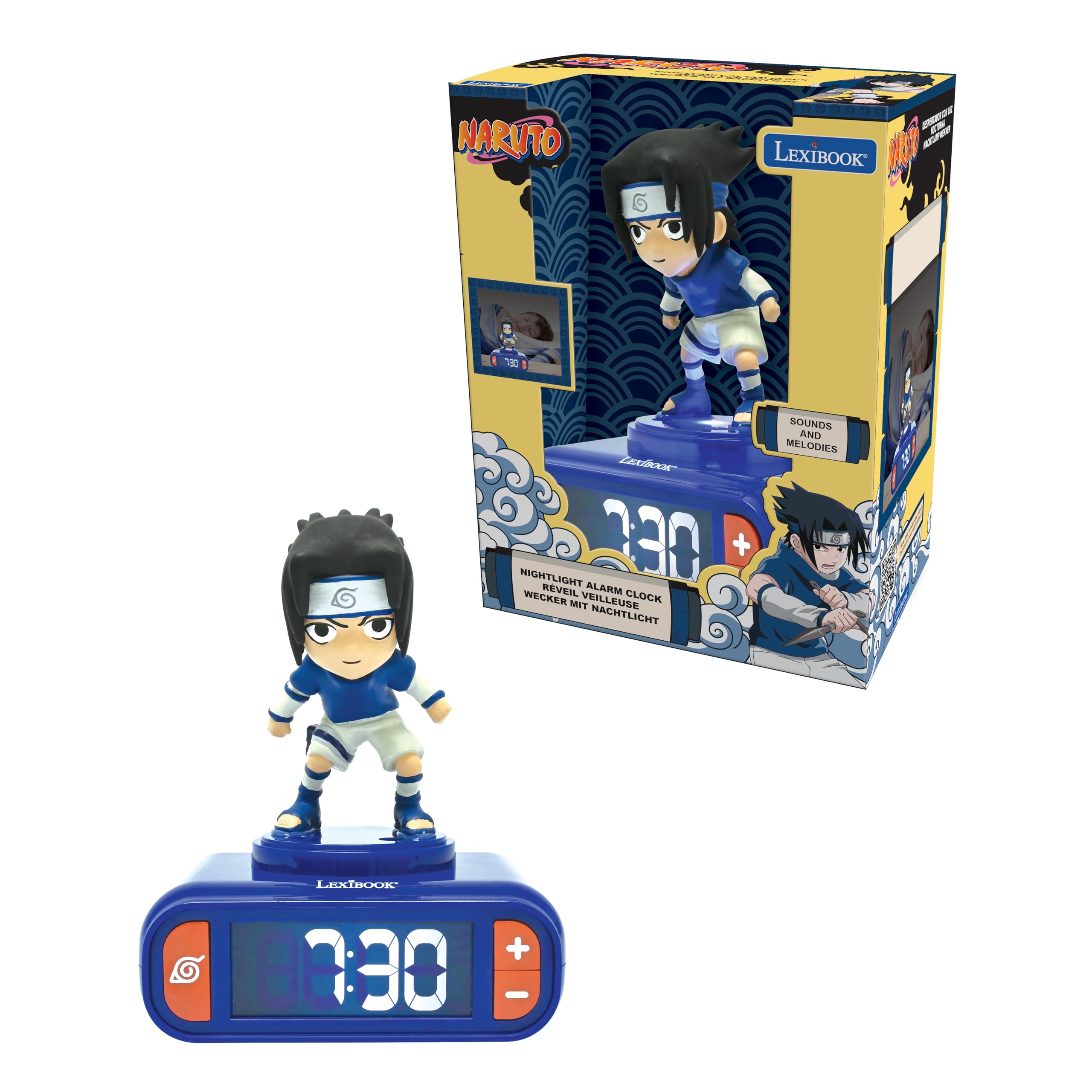 Lexibook, Sasuke, Sveglia con luce notturna Sasuke, Suoni e melodie, Schermo LCD retroilluminato, Luminoso, Snooze, RL800NA1
