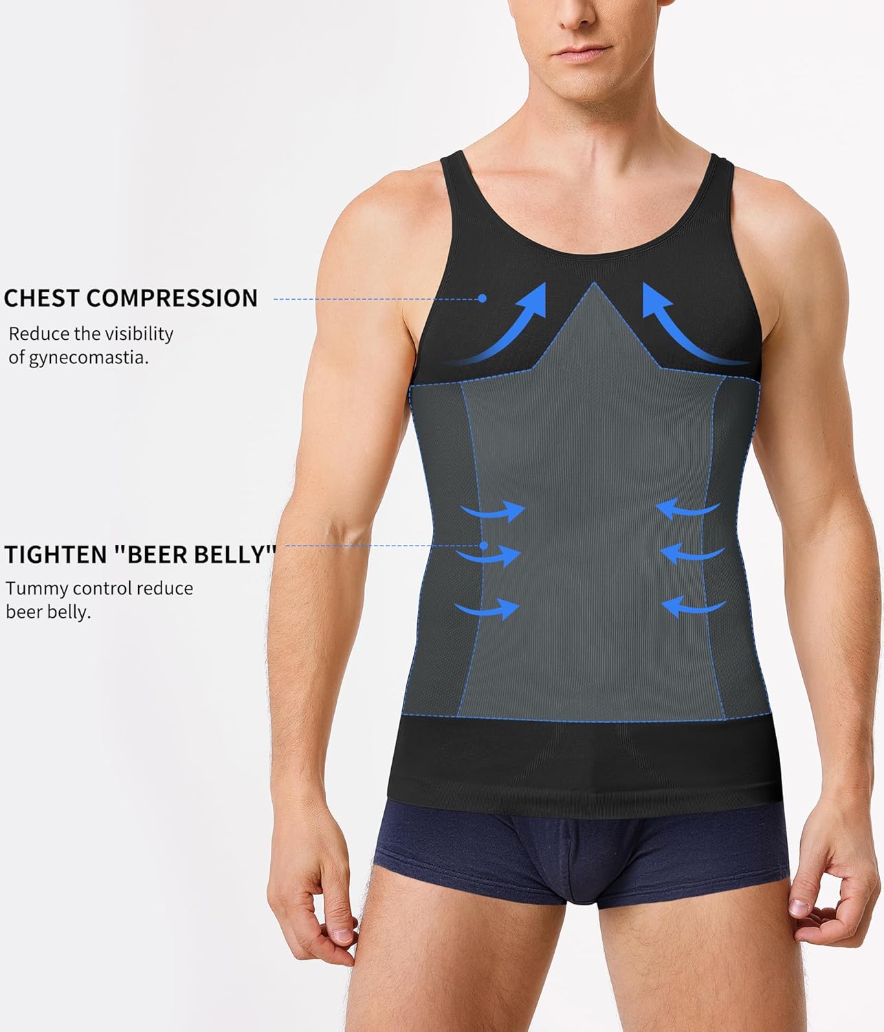 Compression Shirt Men Tank Top Undershirt Slimming Body Shapewear Tummy Control Gynecomastia Sleeveless - Image 2
