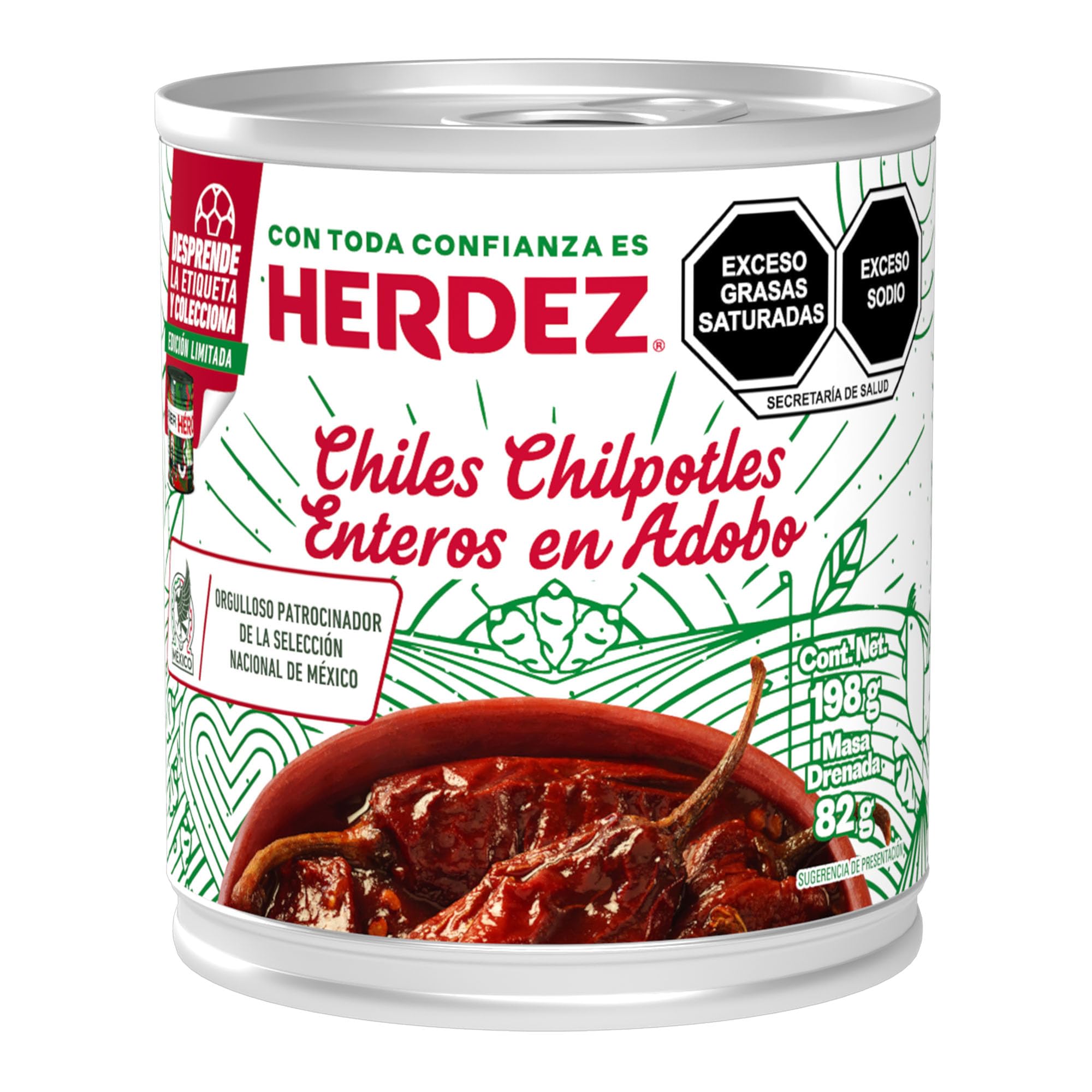 Herdez Chiles Chipotle Enteros en Adobo 198 g – Chiles ahumados en salsa adobada, ideales para carnes, guisos y salsas