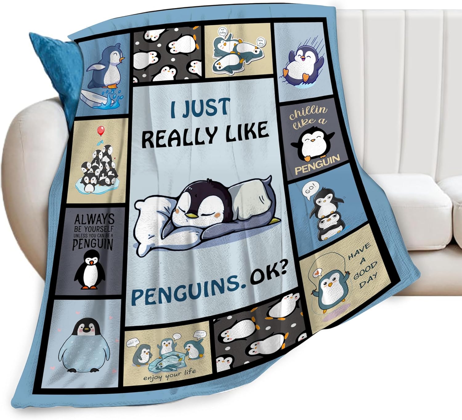 Cute Penguin Blanket Penguin Decor Throw Blanket Super Warm
