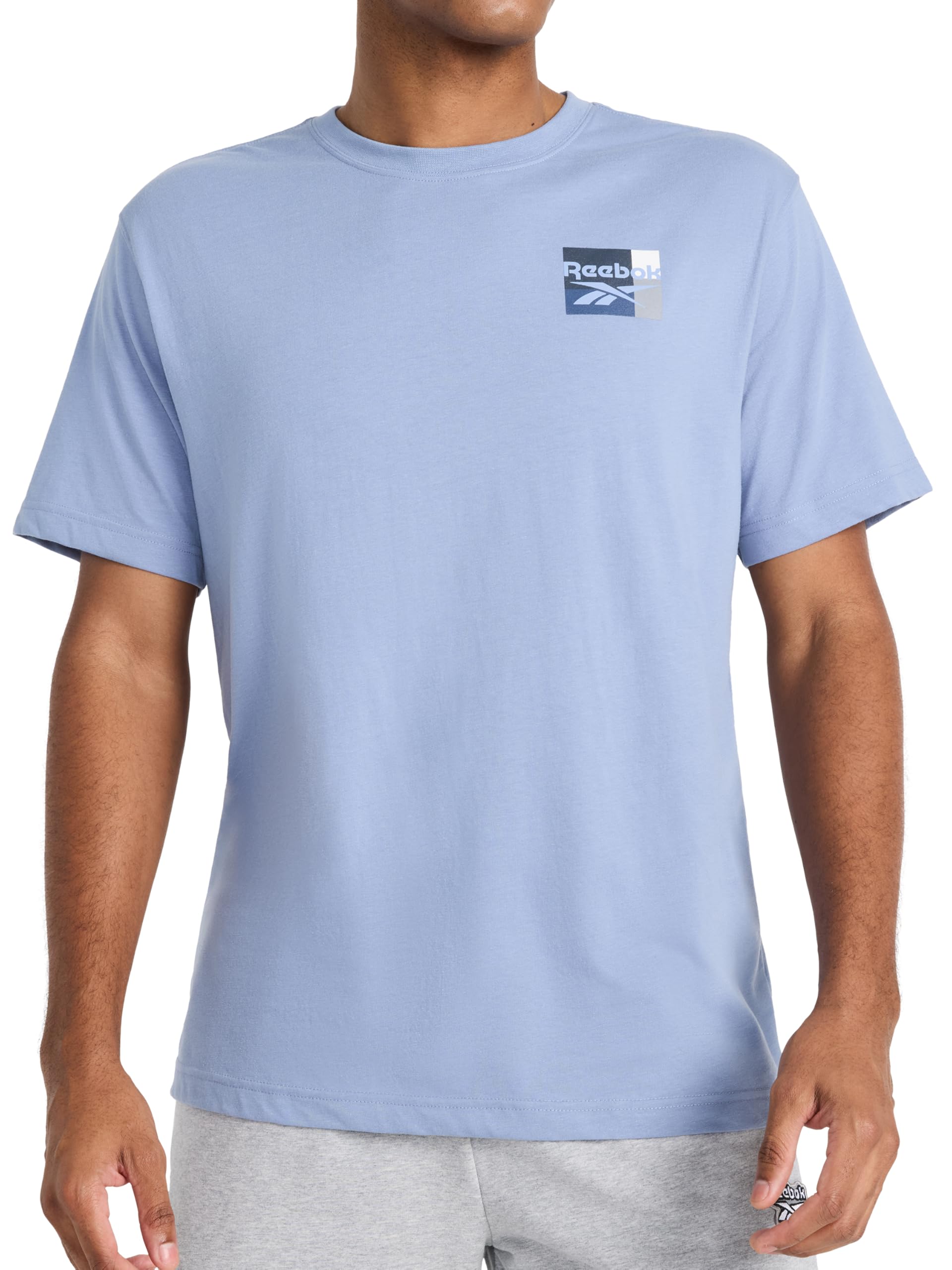Men's Small Logo Crewneck T-Shirt, Standard Fit, Lightweight Cotton-Poly Jersey Fabric