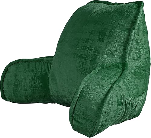 BYTIDE Se necesita montaje de terciopelo artístico respaldo de lectura almohada con brazos y bolsillos para sentarse en la cama sofá funda extraíble