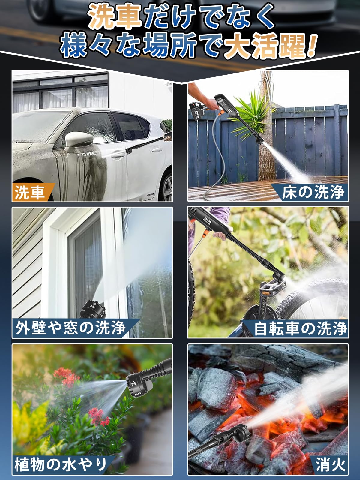 高圧洗浄機 コードレス 充電式 20000mAh大容量 洗車 庭 外壁 大掃除 Amazon | 高圧洗浄機 コードレス 充電式 20000mAh大容量バッテリー