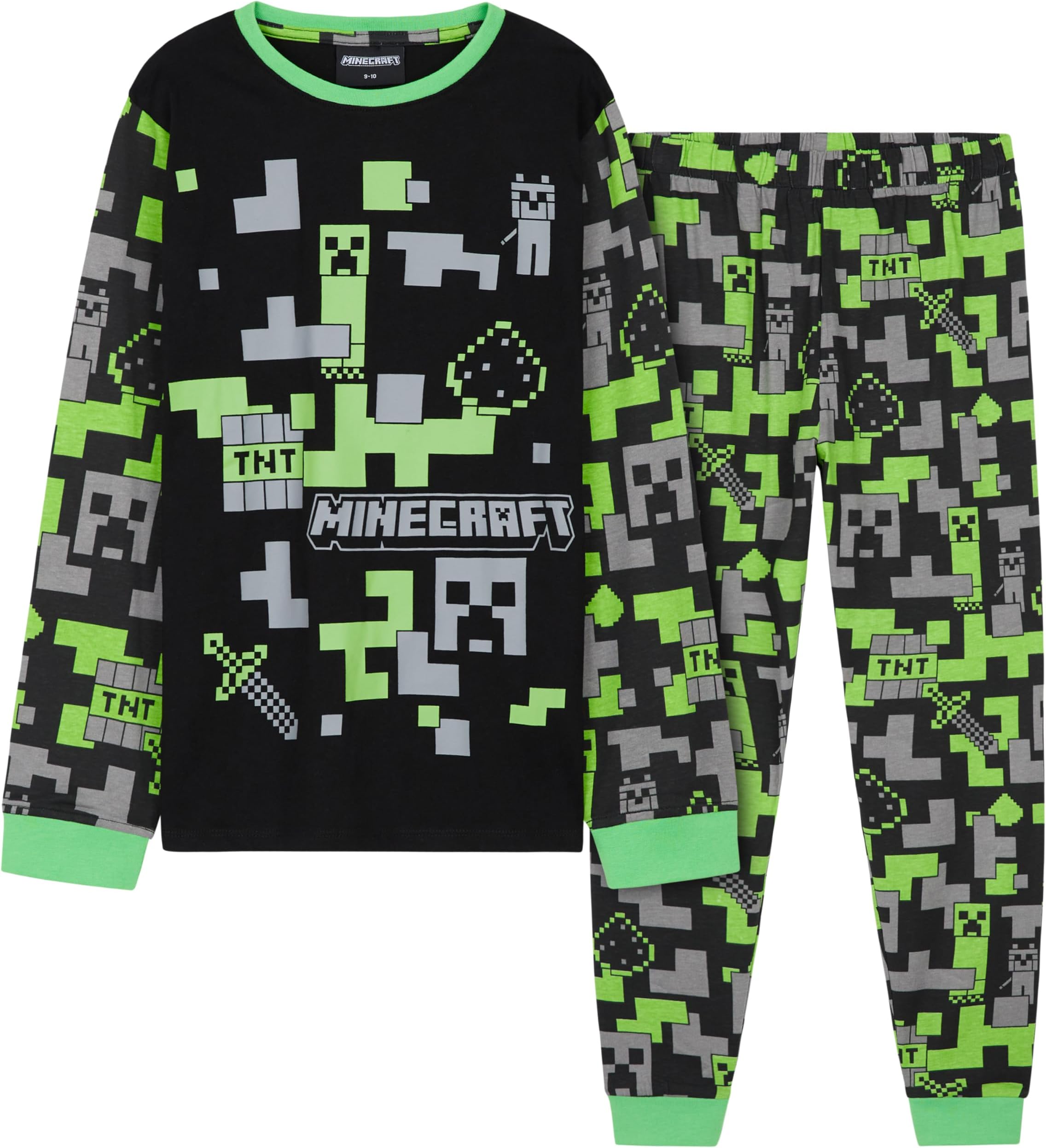 Boys Long Pyjamas Set, Comfy Cotton PJs Creeper Loungewear - Gamer Gifts for Boys