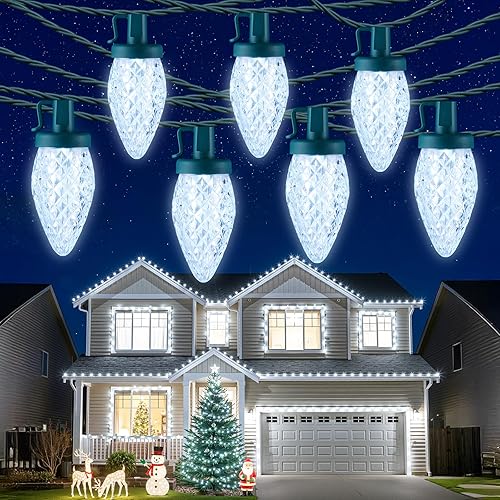 Minetom Tira de luces LED C9 de Navidad para exteriores, 88 pies, 110 luces LED, 8 modos de iluminación, impermeable, para interiores y exteriores,