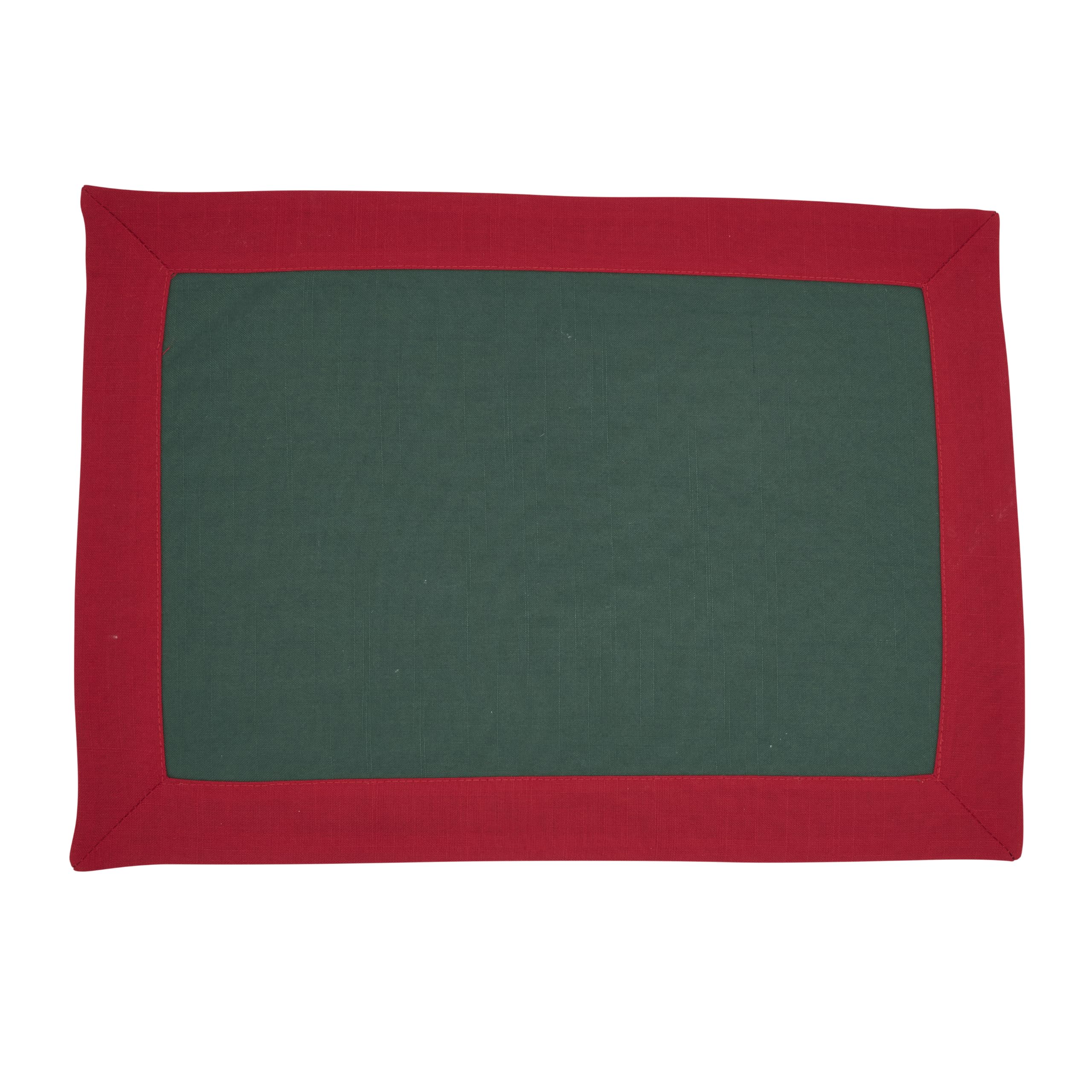 SARO LIFESTYLE Classic Border Placemats (Set of 4) - Everyday Placemats for Casual Dining, Family Meals and Layered Table Settings, 14"x20", Green