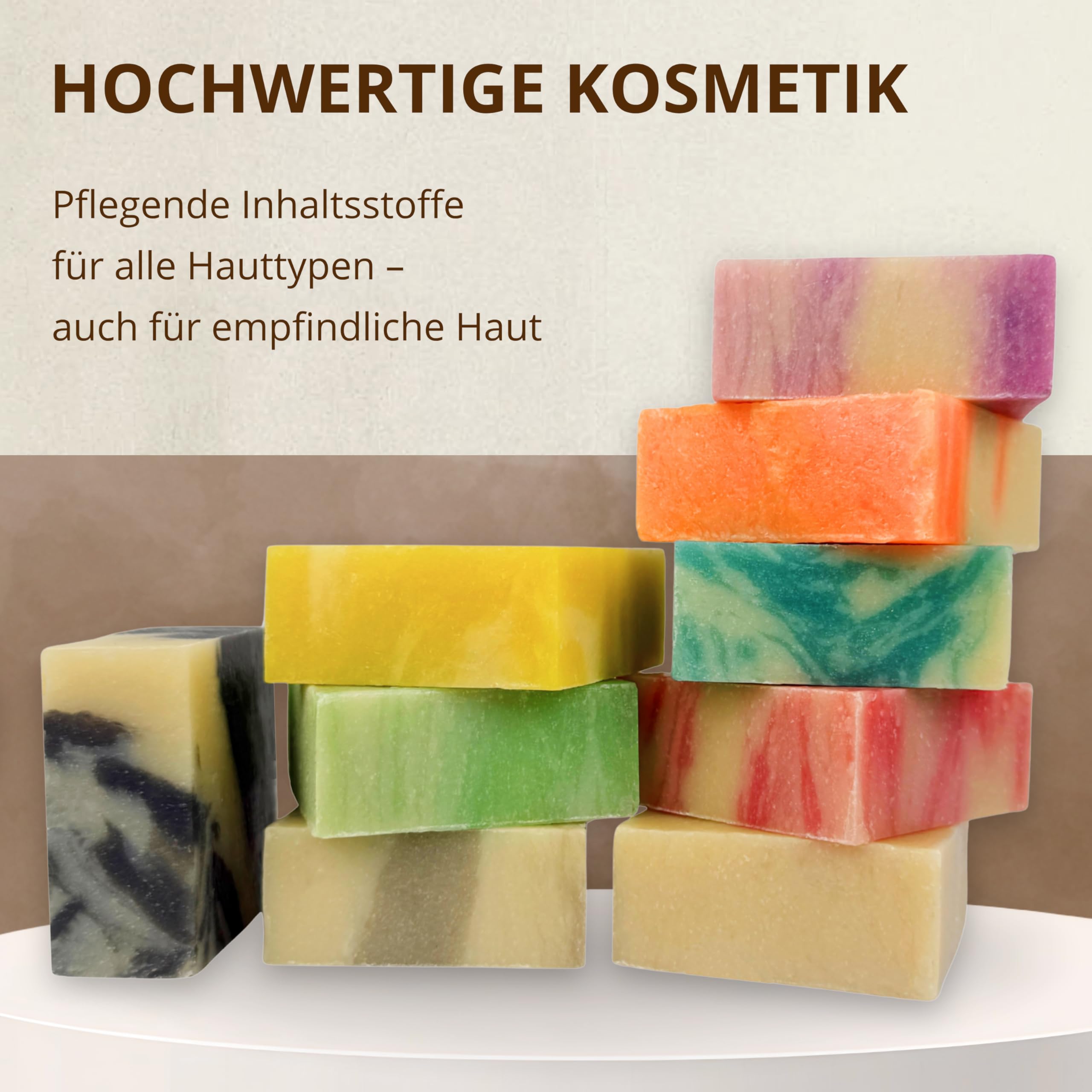 Kernseife Natur 9 x 80 g – Handgemachte Duschseife
