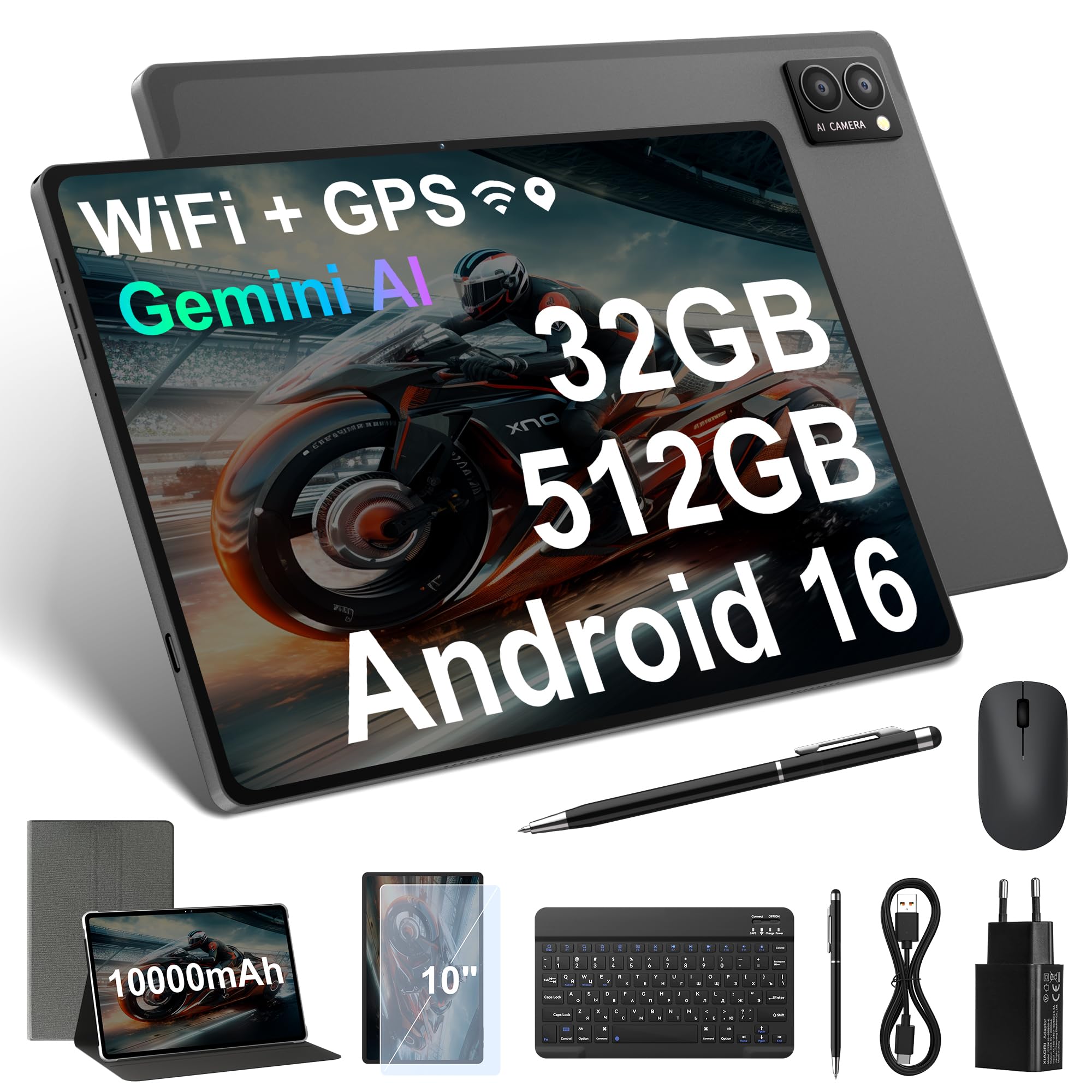 Android 16 Tablet,10.1-Inch Electronics Tablet,32GB RAM 512GB ROM