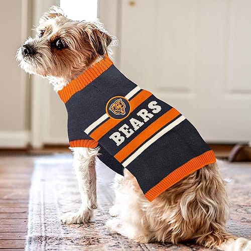 Miniatura 3 de NFL Chicago Bears Suéter para Perro, Talla Extra Grande. Suéter Tejido para Mascotas Cálido y Acogedor con Logo del Equipo NFL, el Mejor Suéter para