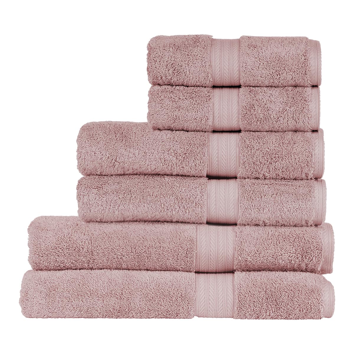 Christy Renaissance Family Towel Set | Petal Pink | 100% Egyptian Cotton Pile | Luxuriously Soft and Super Absorbent | 675 GSM | 2 Bath Sheets 2 Bath Towels 2 Hand Towels