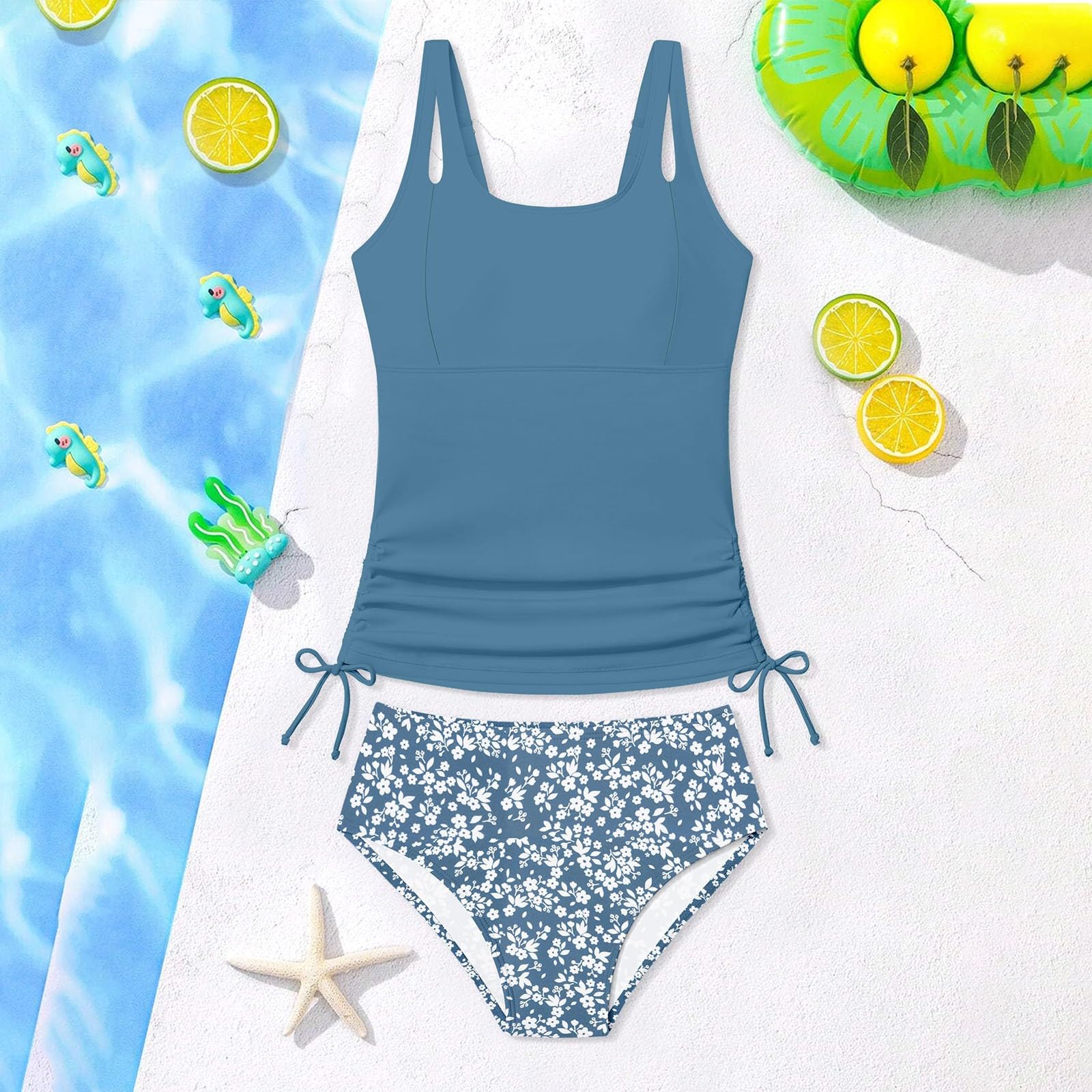 Costume da Bagno per Ragazze Due Pezzi, Bikini Tankini con Bralette e Slip