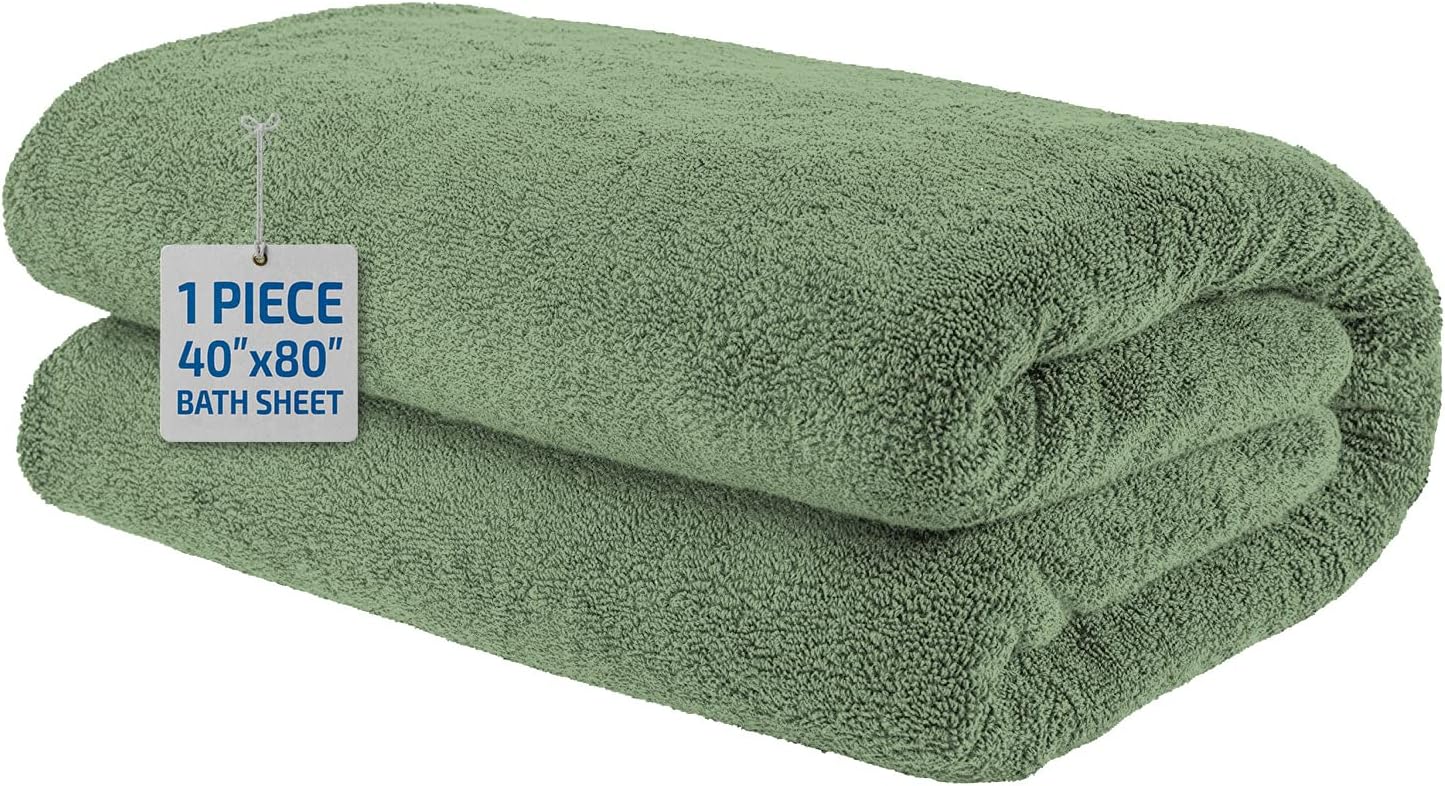 2 Washcloths, 2 Hand Towels, 2 Bath Towels, Soft & Absorbent 600 GSM Premium Hotel & Spa Quality 6 Piece Genuine Turkish Cotton Bathroom Towel Set, Aqua Blue (40x80 Bath Sheet, Green)