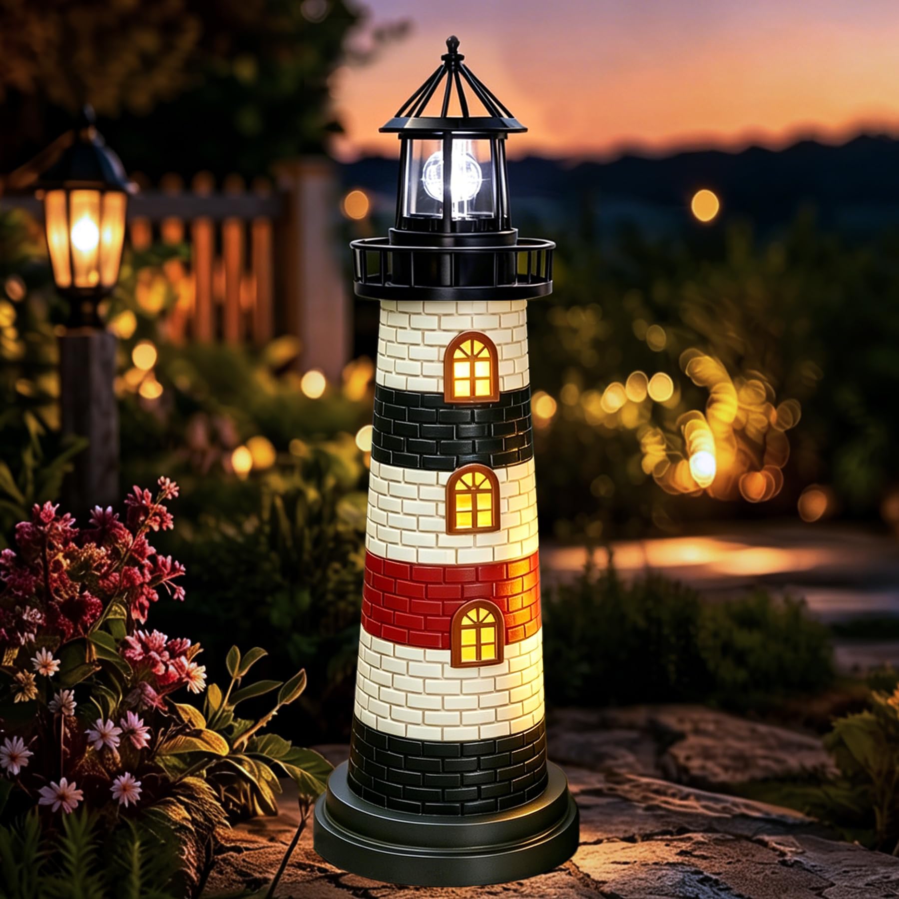 Aokudoni Solar Lighthouse 23 inch Wrought Iron Beige