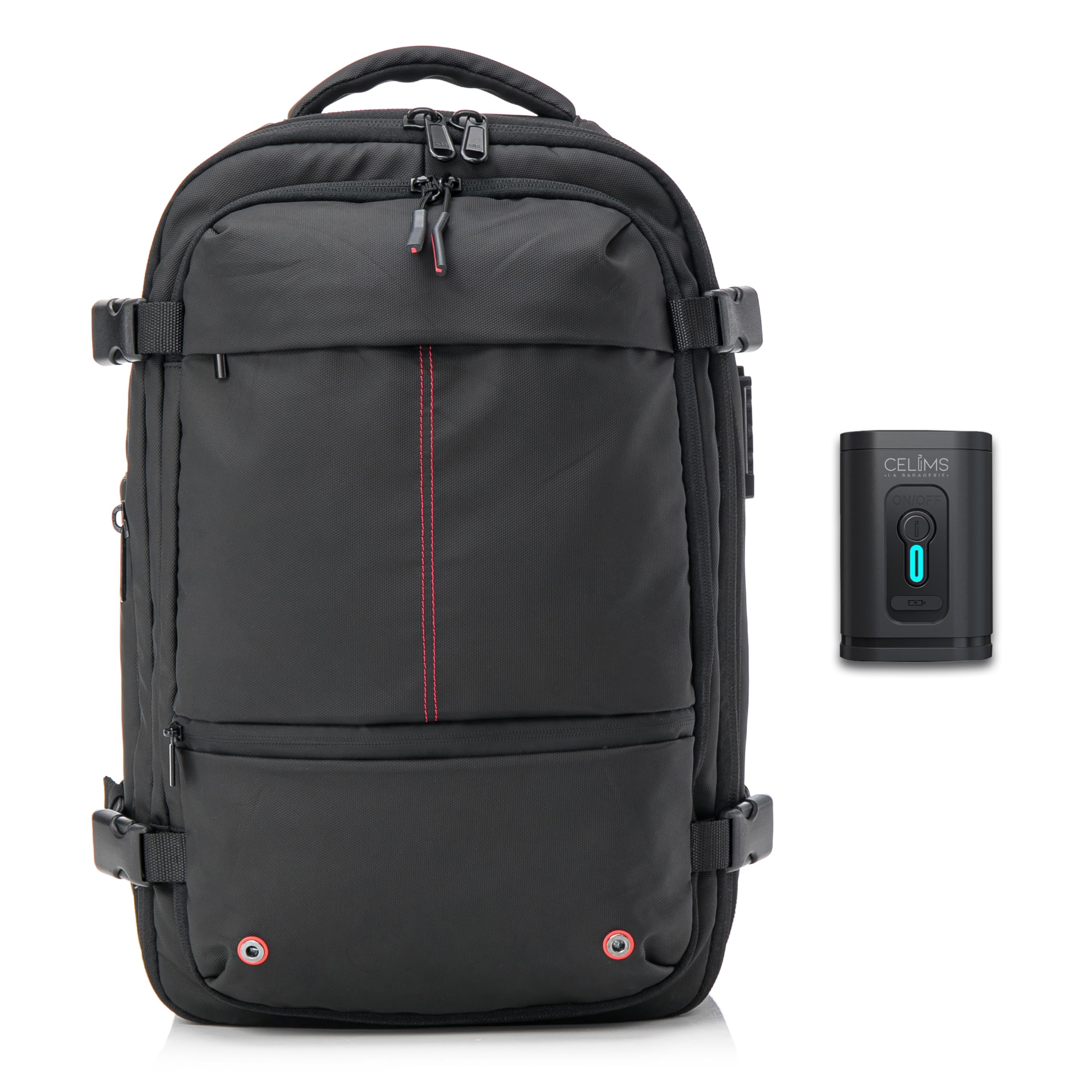CELIMS - Mochila de viaje al vacío con bomba de aire | Mochila de viaje al vacío | Extensible | Compartimento para ordenador portátil | Cierre de candado TSA | Tejido impermeable | Negro