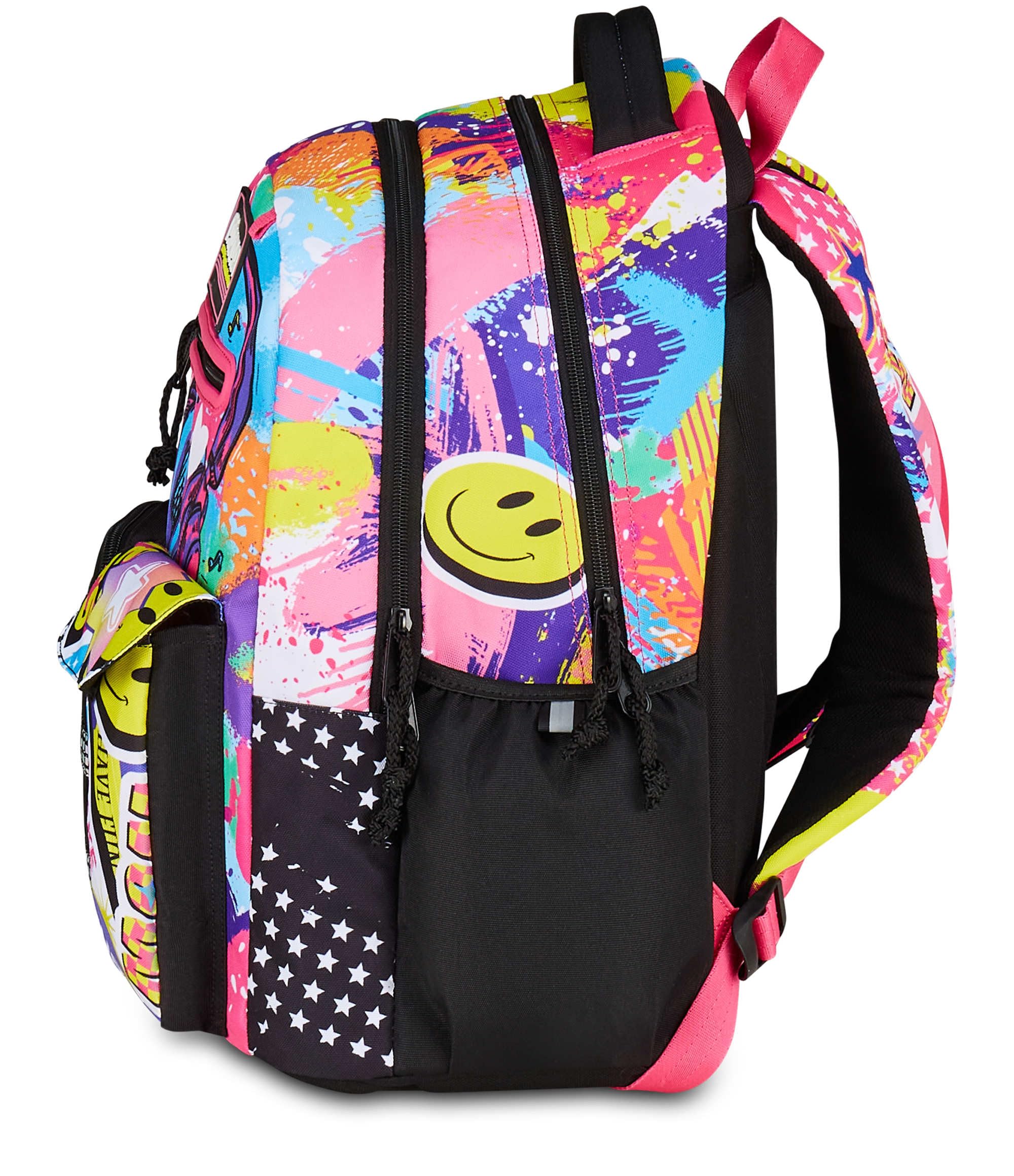 Mitama Zaino New Plus MUSIC STICKER, Rosa, Zaino Scuola Elementare, 30 L, Super Capiente, Ergonomico, Robusto, per Bambina