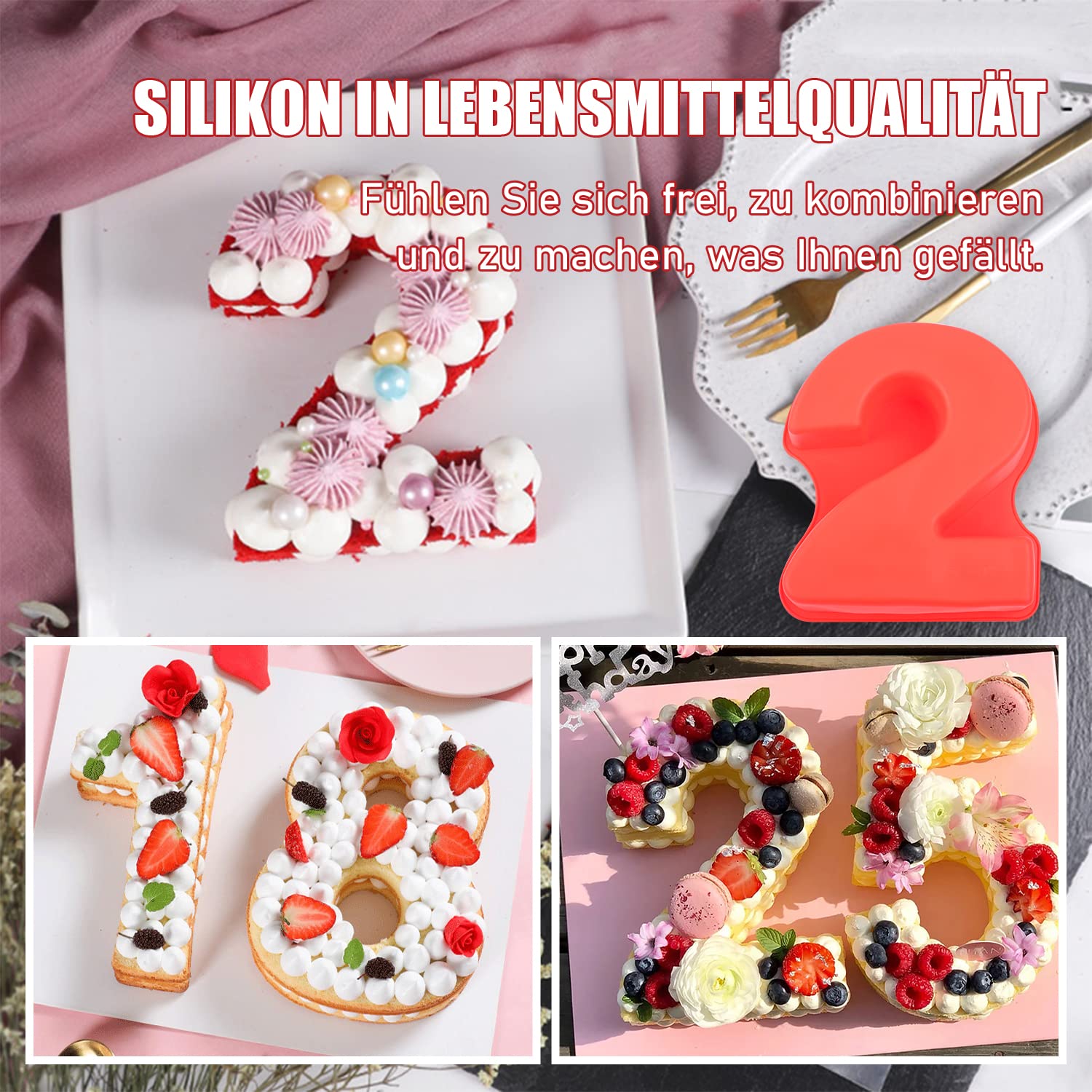 Cijfers Cake Mallen, 9 STKS Siliconen Bakken Cake Pans, Nummer Bakken Cake Mal, Bakken Mallen voor Bruiloft, Verjaardag, Verjaardag