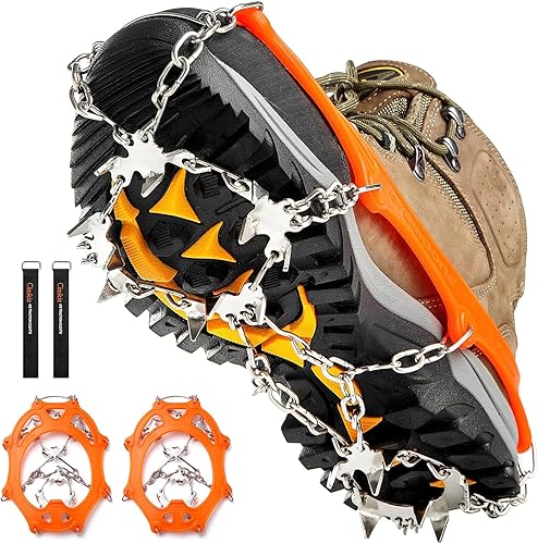 Crampones para la nieve o el hielo, mejor tracción, buen agarre para botas, para hombre o mujer o niños, antideslizantes, con 19 puntas de acero