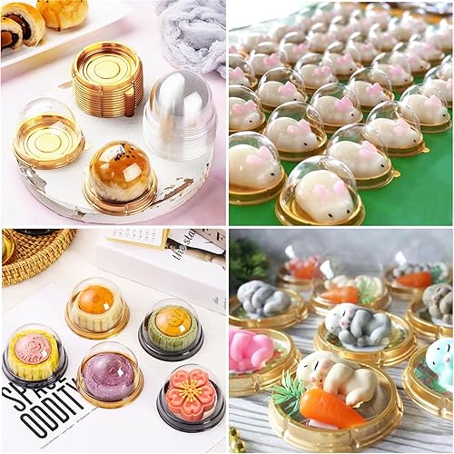 Miniatura 7 de TOFLEN 100 mini recipientes para tartas con tapas transparentes de cúpula para mini cupcakes de postres, tarta de queso, bomba de cacao, fresa