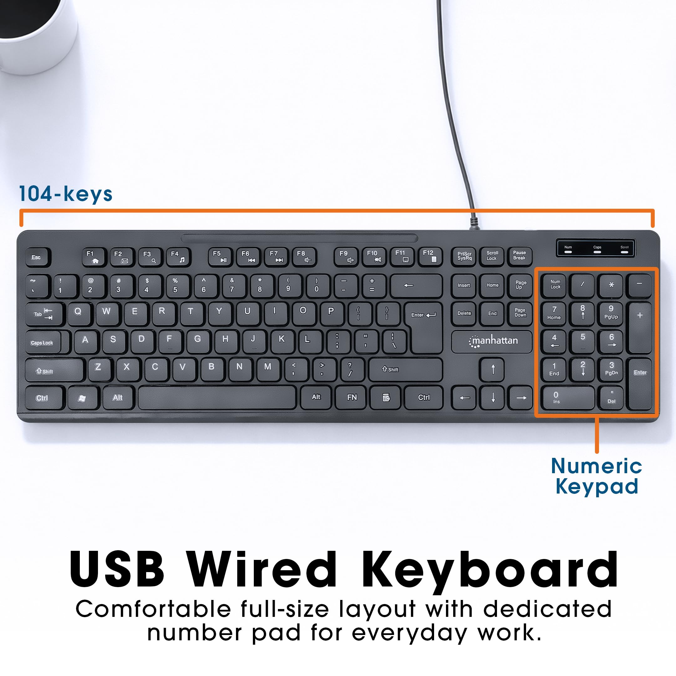 Amazon.com: MANHATTAN Wired Keyboard Enhanced II, 104-Key USB-A