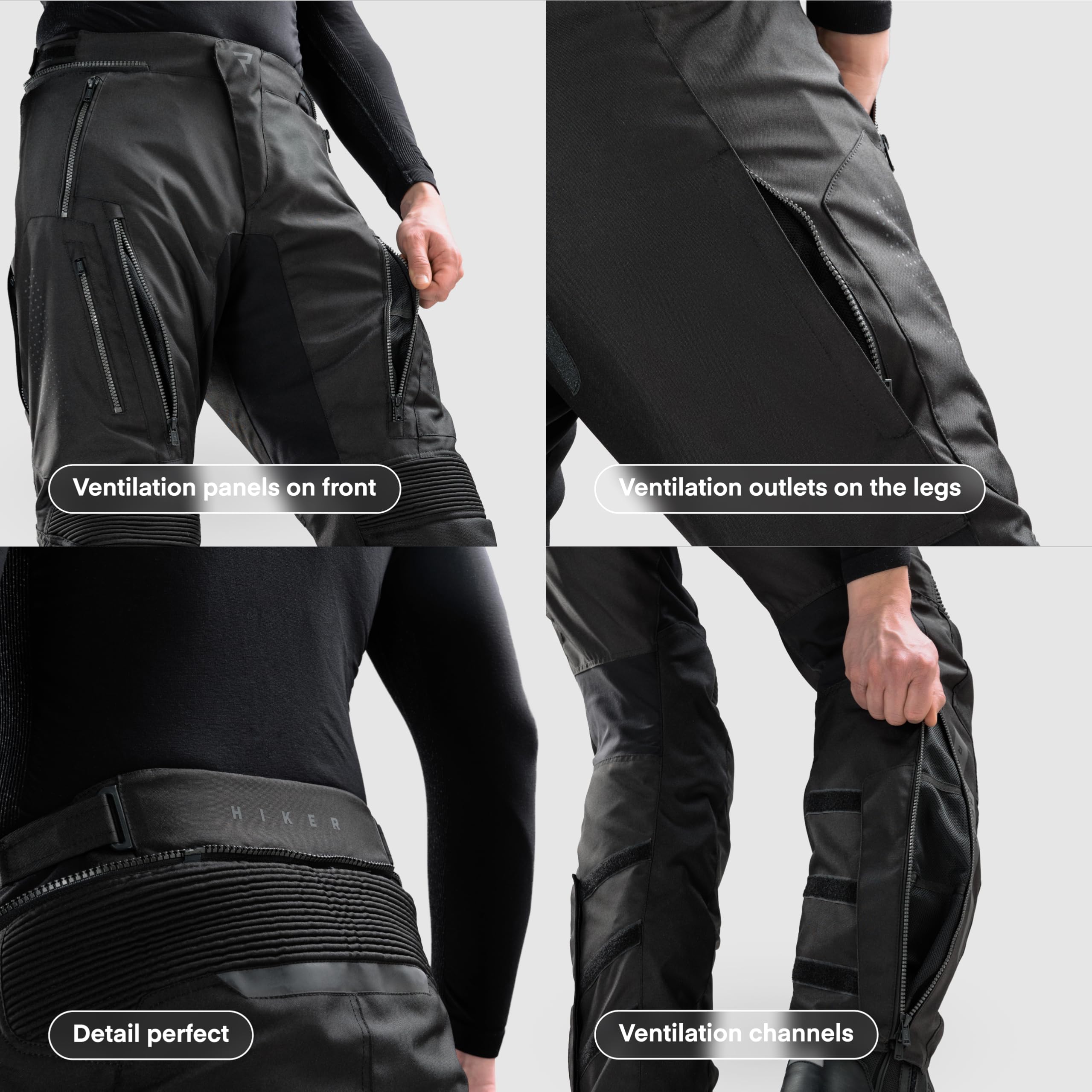 REBELHORN Hiker IV Pantaloni da Moto Uomo | Tessile | Protezioni per Ginocchia e Fianchi Livello 2 | Membrana HydraShield | Canali di Ventilazione | 3 Lunghezze delle Gambe | Taglie Fino a 10XL