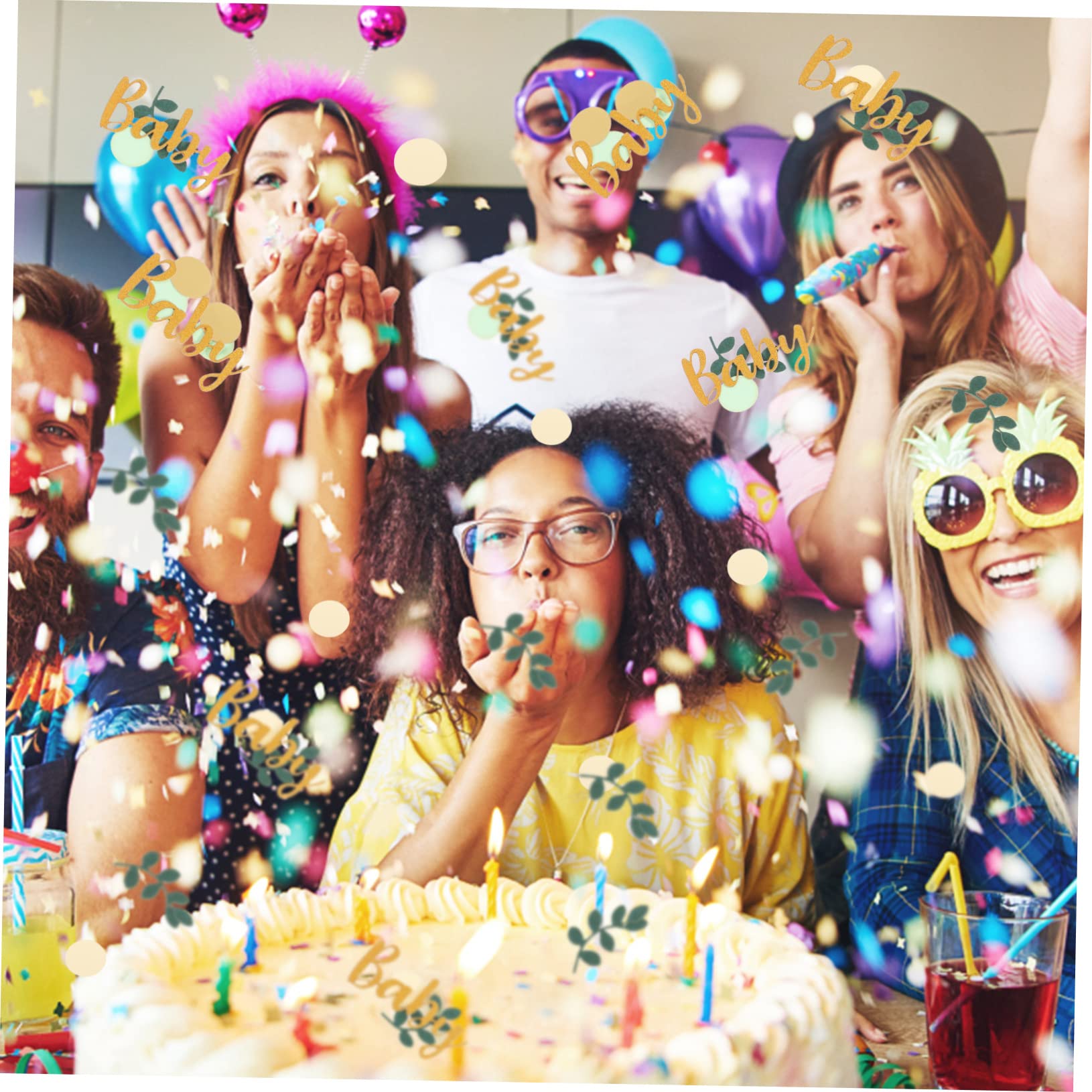 Ciieeo 10sätze Dekoratives Konfetti Für Babyparty Mit Blättern Buchstaben Und Kreisen Für Tischdekorationen Und Feierlichkeiten Langlebige Papierstreudeko