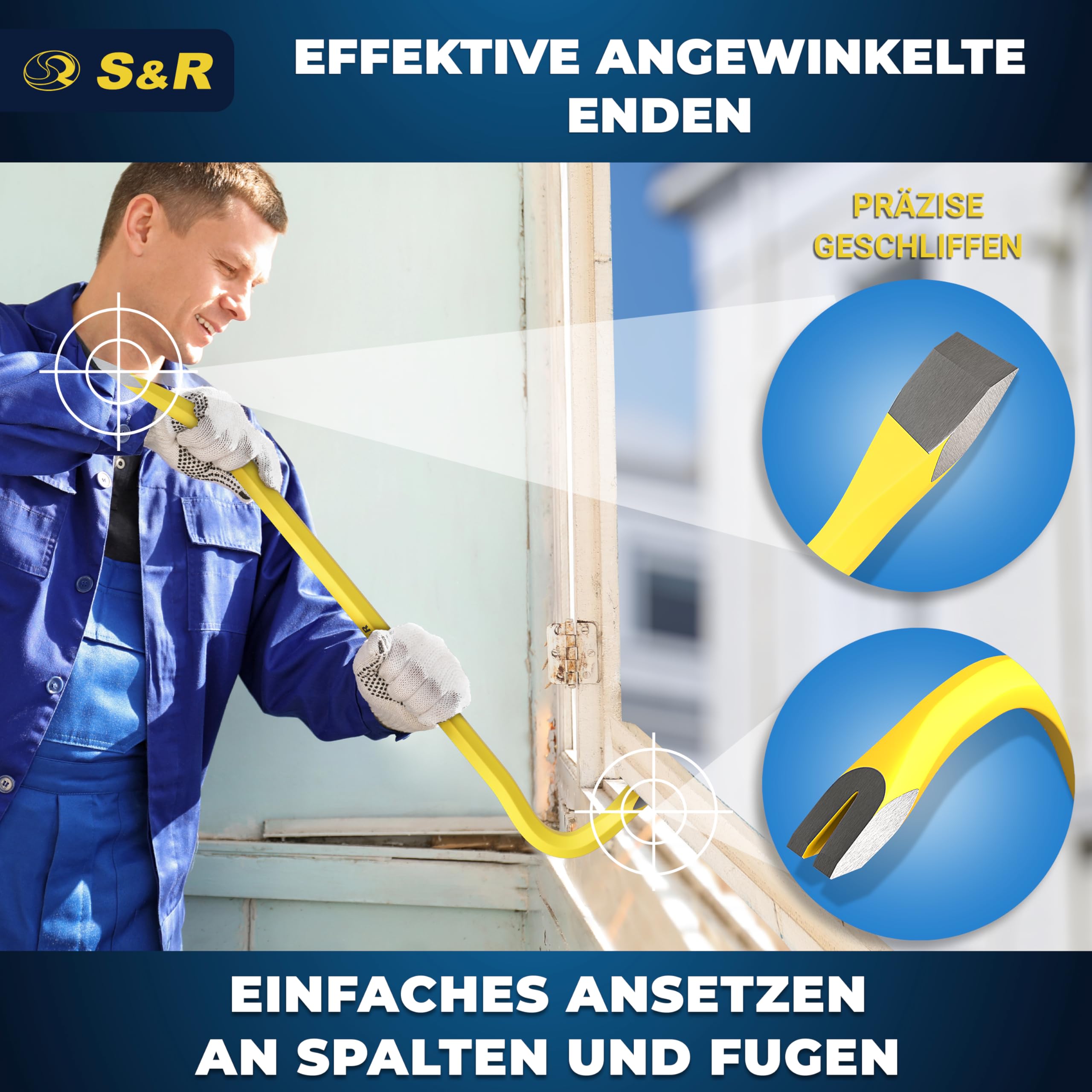 S&R Professional Brecheisen Set 2-tlg 500 x 16 mm, 800 x 18 mm, idealer Härtegrad 38-48 HRC geschmiedet, hitzegehärtet, Stemmeisen, Nageleisen, Brechwerkzeug, Abriss- & Aufbrecharbeit