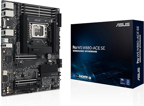 ASUS Pro WS W880-ACE SE Intel® Core™ Ultra Processor (Series 2) LGA 1851 ATX Motherboard, 8+1+2+2 Power Stages, PCIe® 5.0 Ready for Next-gen GPUs, DDR5, Thunderbolt™ 4 Type-C®, 2X 2.5 GbE LAN, 4X M.2