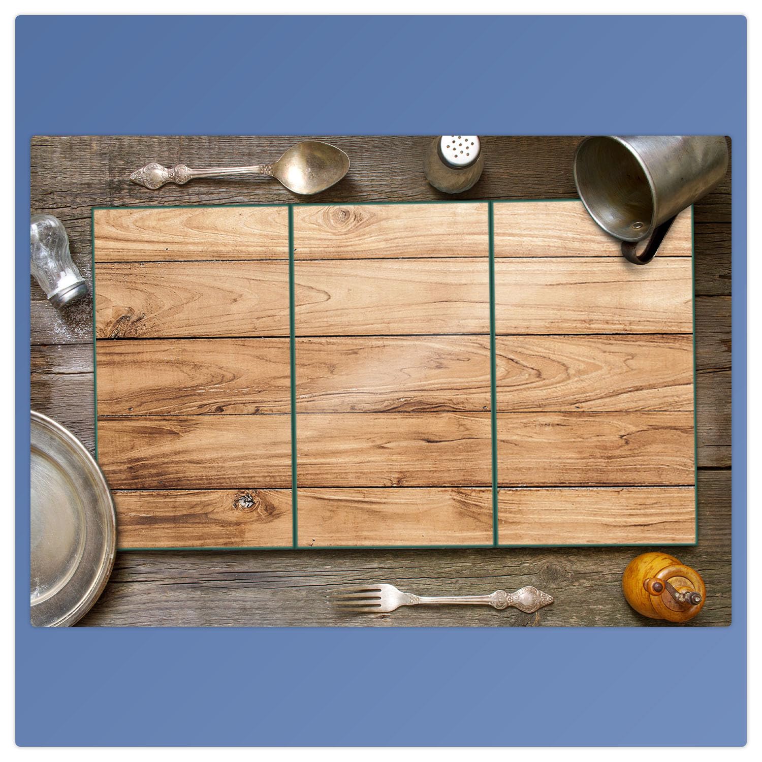 Herdabdeckplatte Abdeckung Ceranfeld Abdeckplatte Schneidebrett 3-Teilig 90x52 Holz Bretter Braun Spritzschutz Glasplatte Ceranfeldabdeckung Schutz Herdschutz Sicherheitsglas Glasschneidebrett 3x30x52