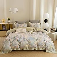 Vista 11 de ECOCOTT Funda de edredón tamaño Queen - Juego de funda de edredón floral verde reversible, ultra suave y transpirable, con cierre de cremallera, 4