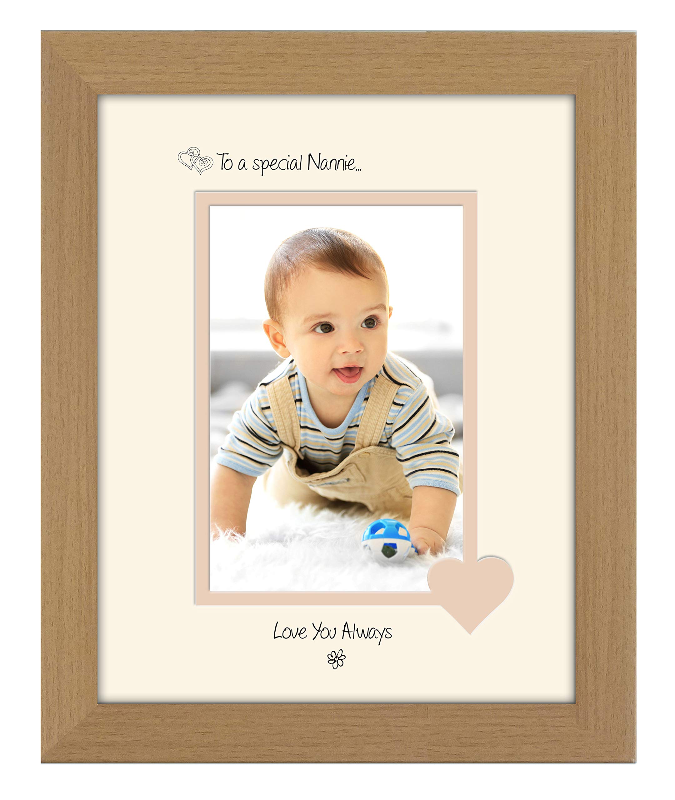 Photos In A Word Oak Finish Frame Cream Mount Beige Inside Nannie Photo Frame Special Nannie Photo Frame Love You Always Portrait 1115F Double Mounted Quality Gift (Oak Finish Frame Cream Mount Beige Inside)