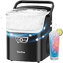 Nugget Ice Maker with Handle, 40lbs/Day Countertop Ice Maker Ready in 5 Mins, Soft Sonic Ice, Auto-Cleaning Ice Makers Portable Ice Machine for Home Kitchen Office Party &amp; Large Families