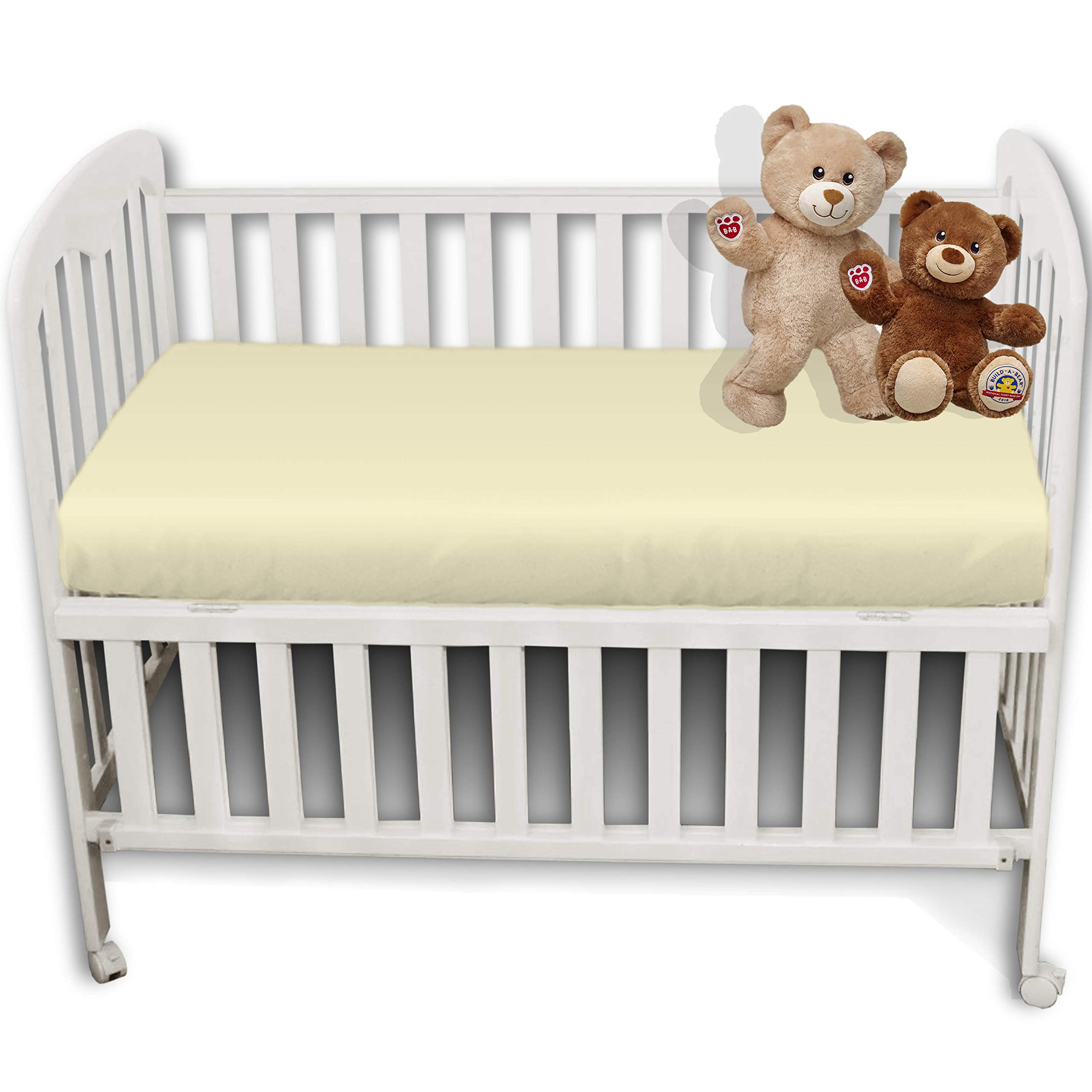 Nursery Baby Cot Fitted Sheet 60 x 120 cm – Ultra Soft & Breathable Crib Mattress Cover – Elasticated Snug Fit for Toddler & Junior Beds – Durable, Machine Washable (Cream)