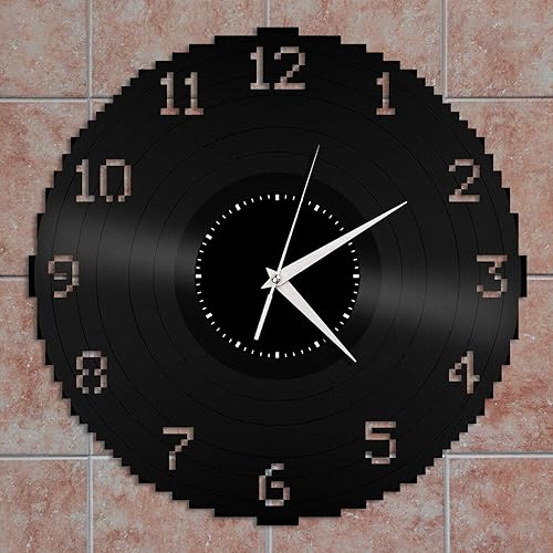 Reloj Pixel de vinilo para pared, diseño único, decoración del hogar y la habitación, diseño vintage, oficina, bar, habitación, decoración del hogar
