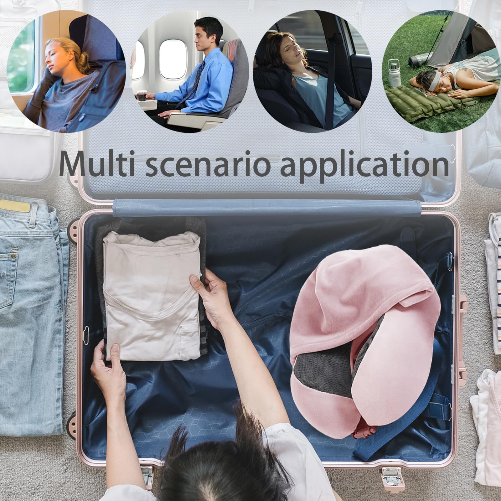 Neksteunkussen Voor Reizen 2 in 1,Nekkussen voor Reizen, Comfortabel Reiskussen voor Volwassenen en Kinderen, Travel Pillow voor Thuis, Vliegtuigen, Treinen, Auto, Kantoor(Groen