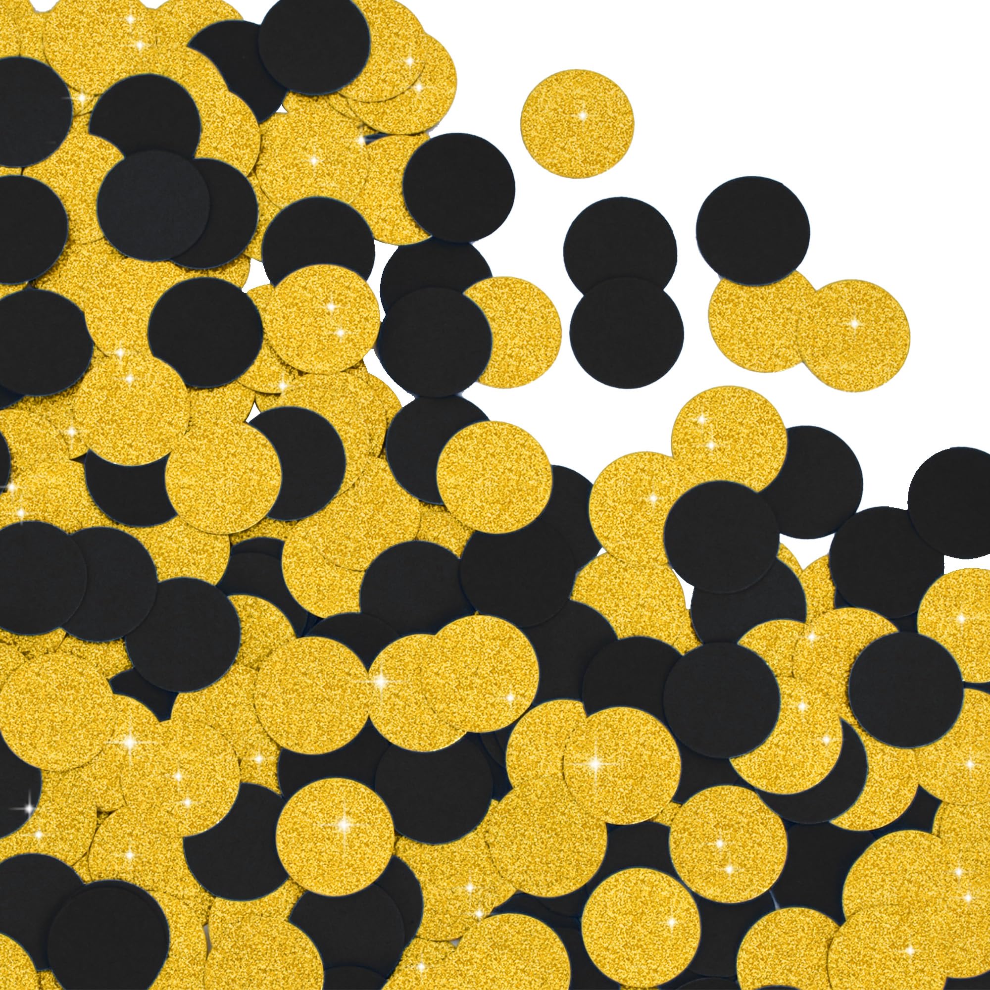 300Pcs Glitter Round Confetti Black Gold Shiny Paper Table Confetti