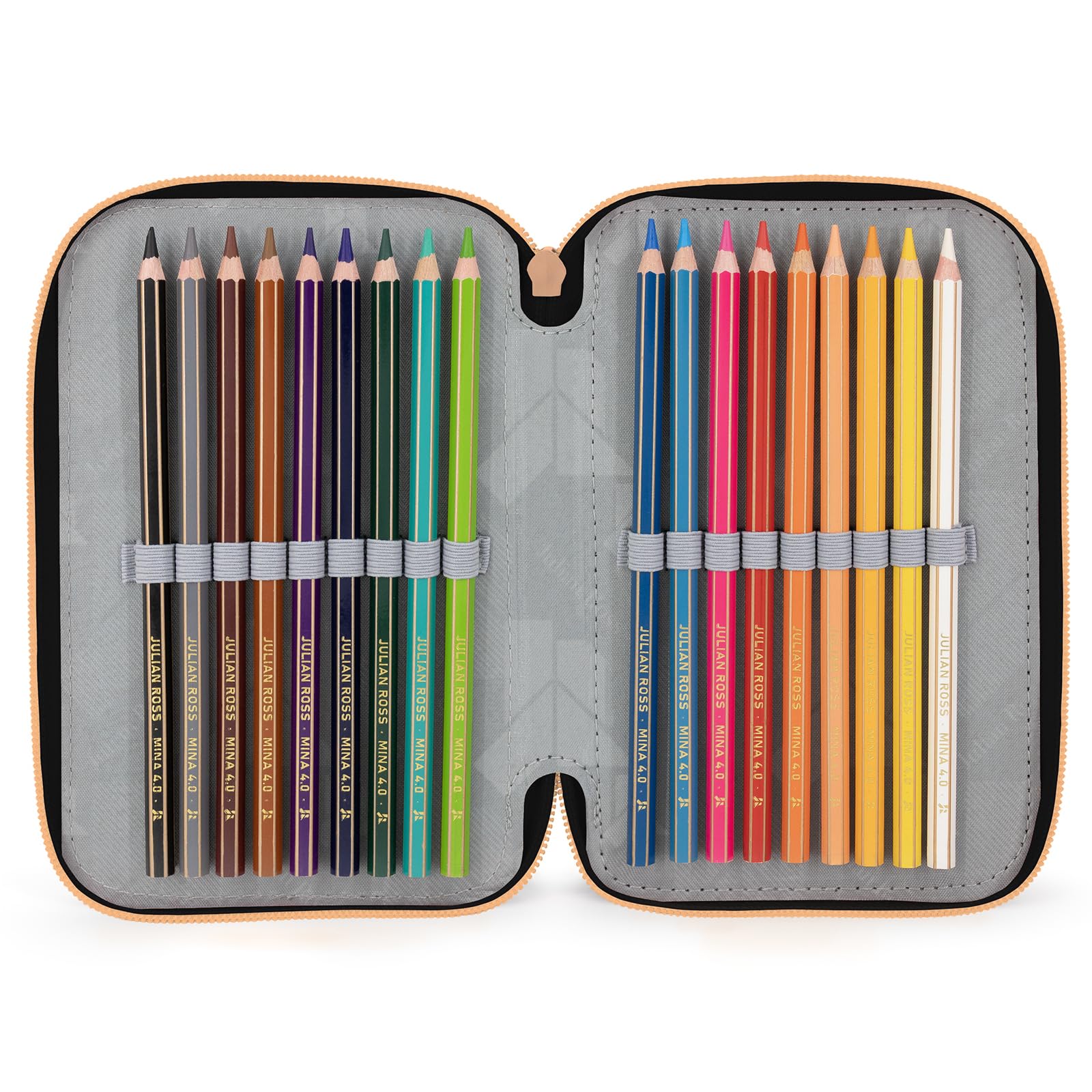 Julian Ross 3-Fach Federmäppchen Mädchen 6-12 Jahre Set 46 Teile mit Stiften Herz Design