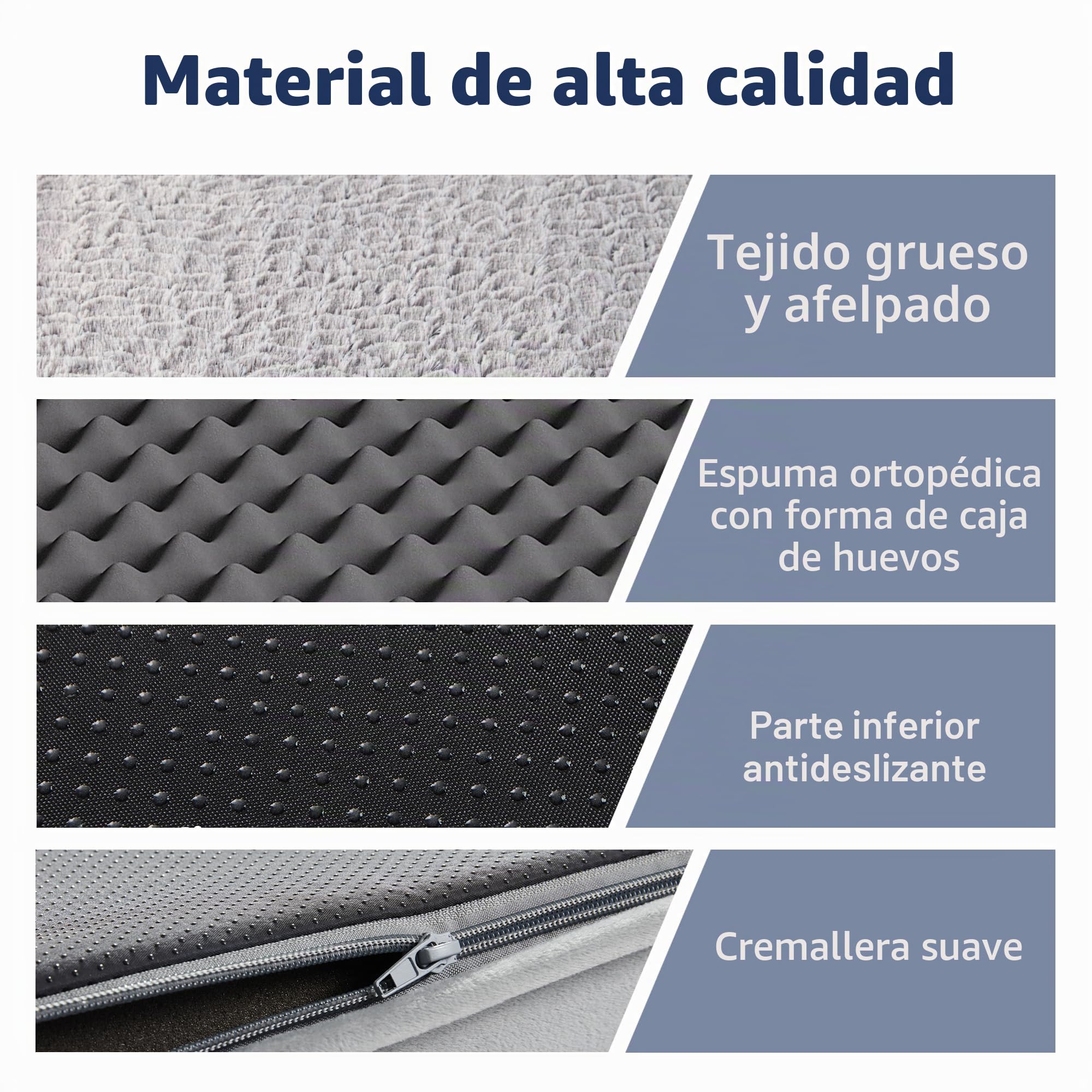 WESTERN HOME Camas para Perros Grandes, Lavables, Suaves, ortopédicas con Funda extraíble Lavable, Cama Impermeable Extragrande para Perros con Refuerzo en Forma de U, Gris, 71 x 58 x 16,5 cm