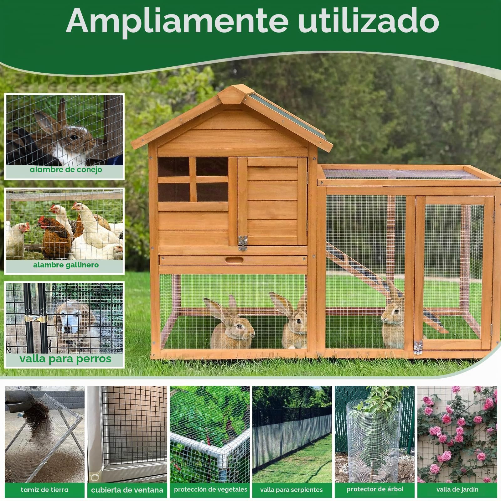 Malla Electrosoldada Galvanizada, Rollo 0.4M x 5M, Luz de Malla 6x6mm, Alambre de 0.6mm de Grosor - para Cerramientos, Gallineros, Jardín y Refuerzo - Amagabeli