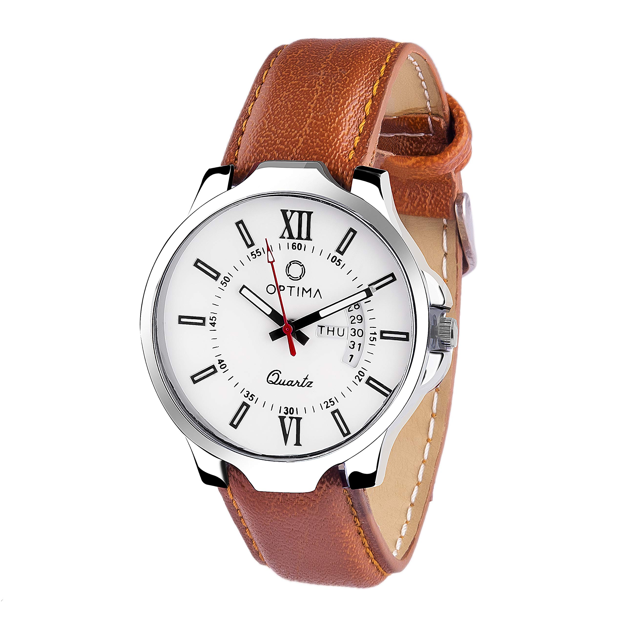 OPTIMA Watch Mens Fashion Water Resistant Sports Slim Analogue Quartz Stainless Steel Leather Watches Mens Bracelet (Brown) (B0819ZNVP5) Amazon Price History, Amazon Price Tracker