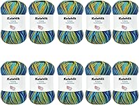 Vista 29 de 250g (5x50g) de hilo acrílico para crochet/tejido, hilo de gradiente de colores, 5 rollos de madejas, perfecto para cualquier proyecto de mini