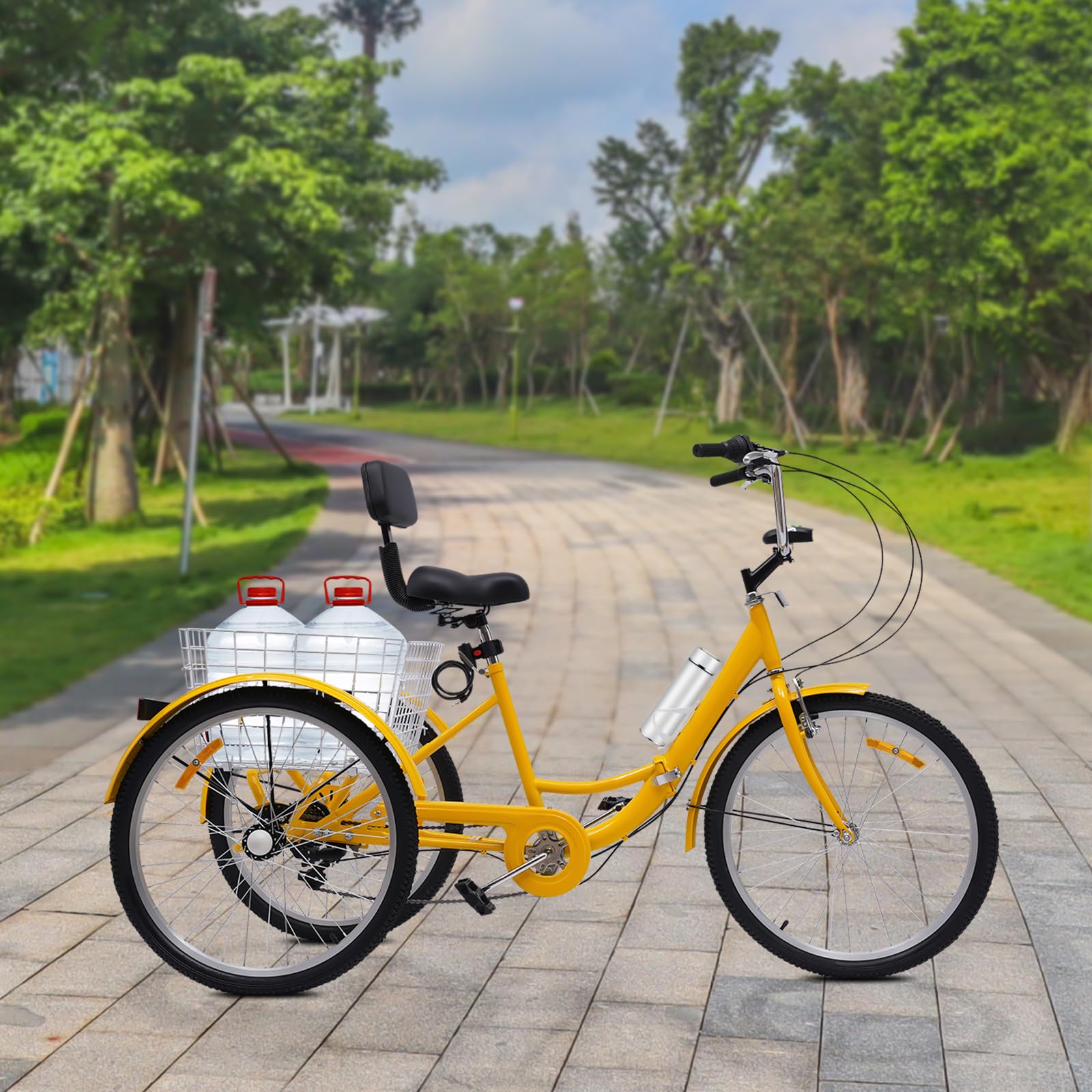 Bicicletta Tre Ruote Adulti Lalaleny Triciclo Da 24 Pollici, Per