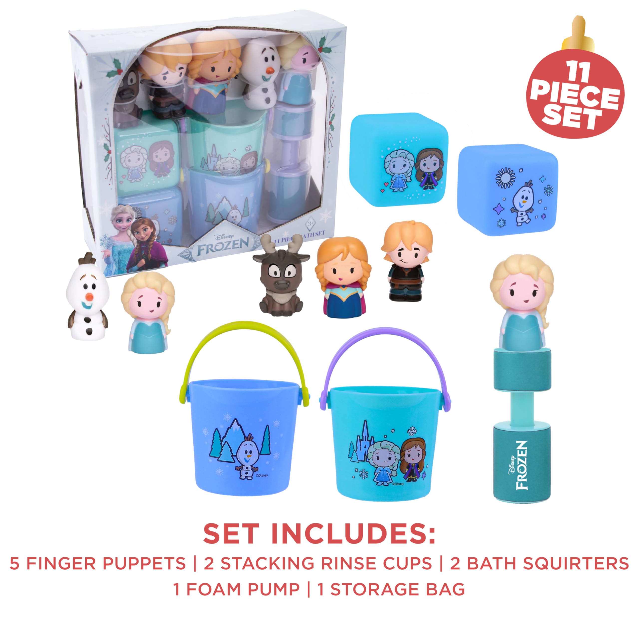 Disney Frozen 11 Stück Badezimmer Vorteilsset Spielzeug Fingerpuppe Spülbecher Schaumpumpe Bad Squiter
