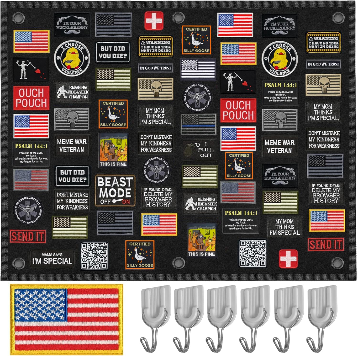 Laughing Lizards Tactical Patch Display Board Holder for Military Army Combat Uniform Morale Emblems, Hook and Loop (Black, Medium (30" x 24"))-image-9