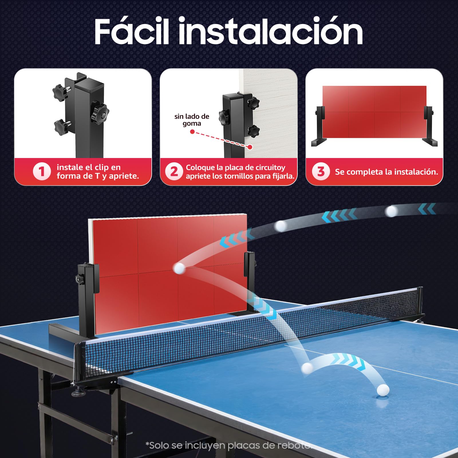 Tabla de Ping Pong para Retorno y Rebote - Mesa Vertical para Casa, Gimnasio, Interior y Exterior
