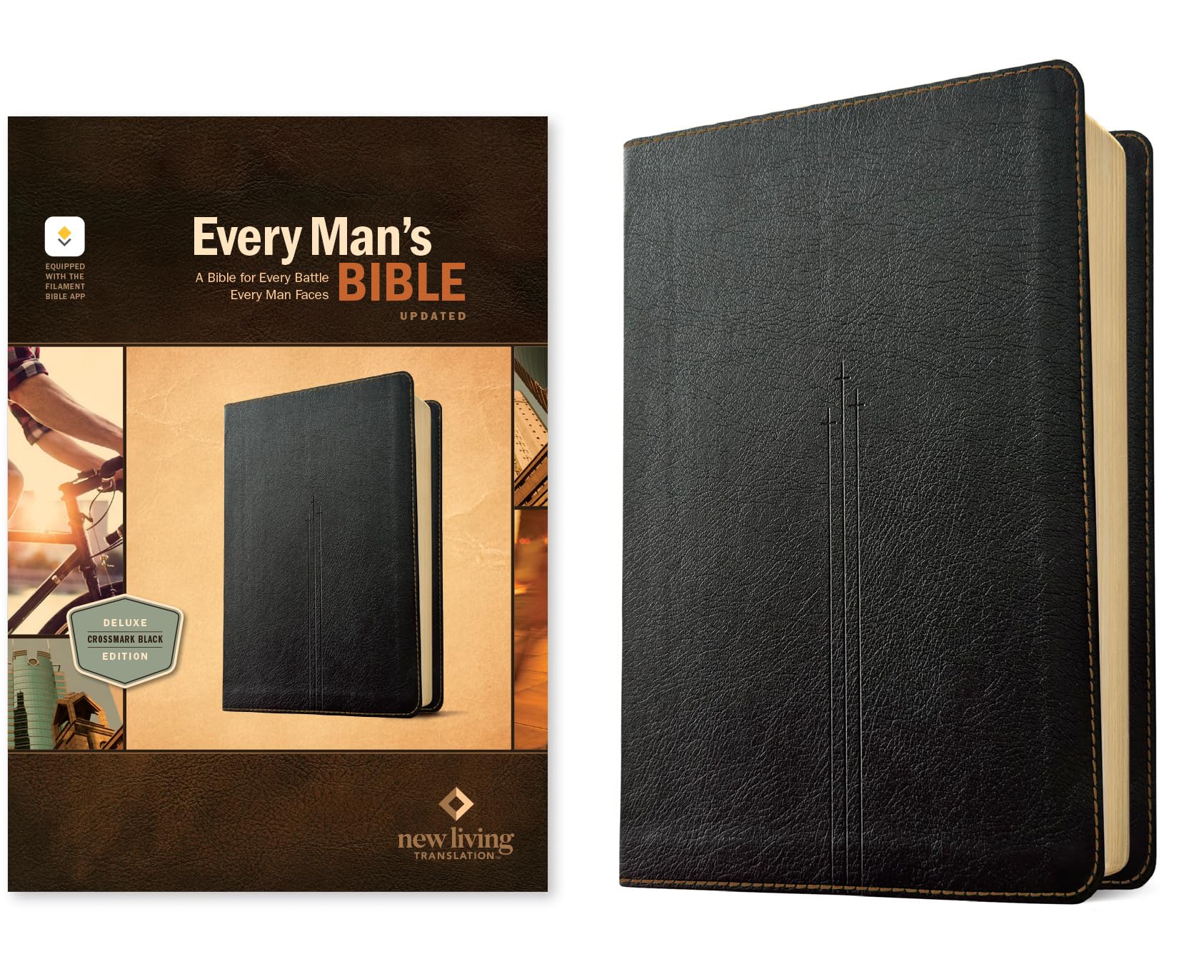 NLT Every Man s Bible, Filament Enabled (LeatherLike, Crossmark Black, Red Letter)