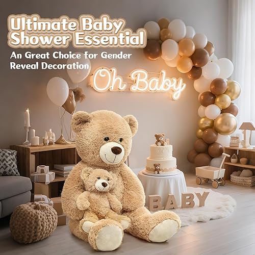 Vista 73 de MorisMos Oso de peluche gigante, oso de peluche grande para novias, niñas, para Navidad, día de San Valentín, cumpleaños (gris claro, 47 pulgadas)