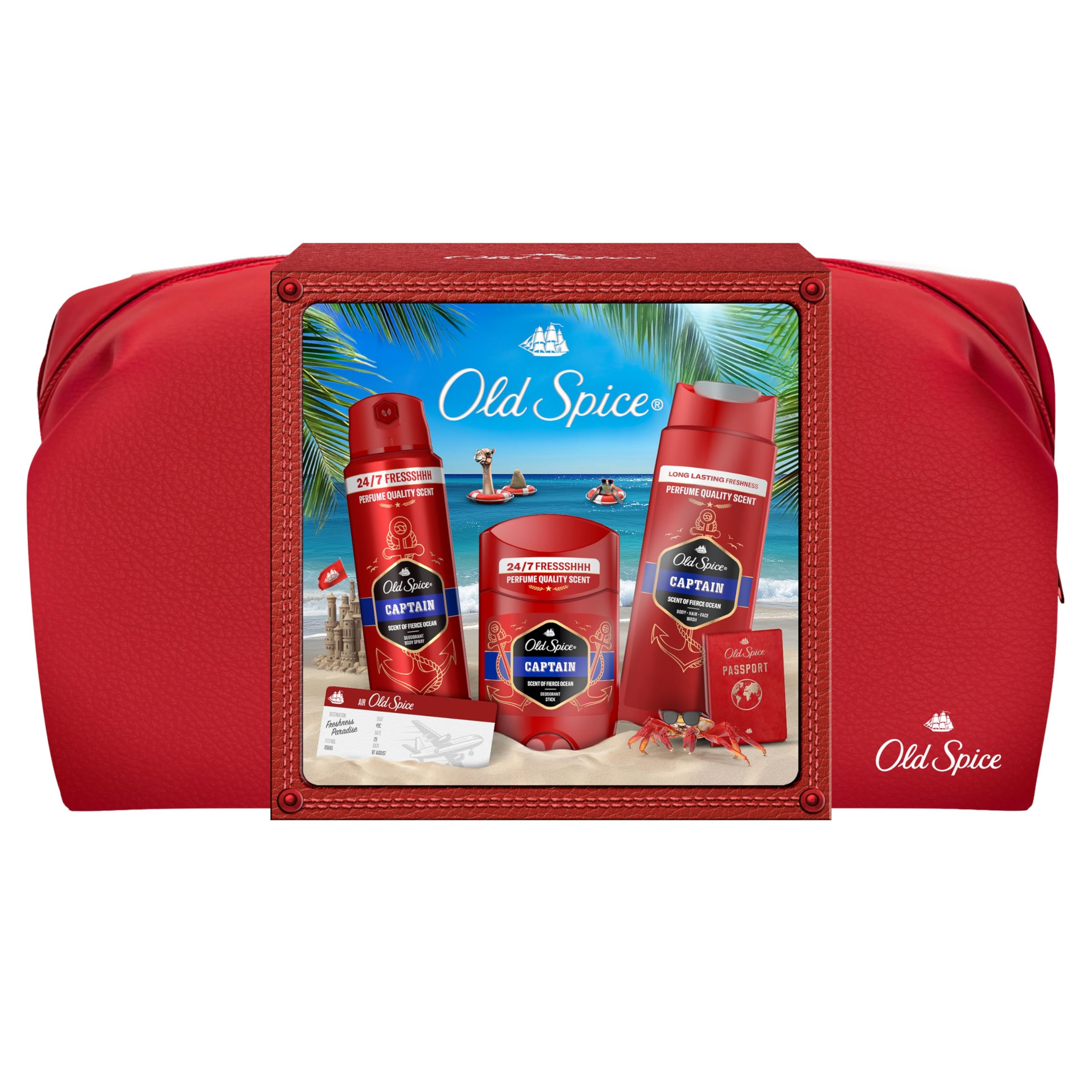 Old Spice Travel Bag Gift Set for Men with Captain Deodorant Stick