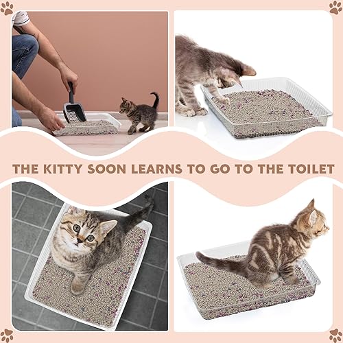 Miniatura 4 de Tioncy 30 cajas de arena desechables para gatitos, bandejas de arena desechables poco profundas para gatos, entrada baja, inodoro, caja de arena